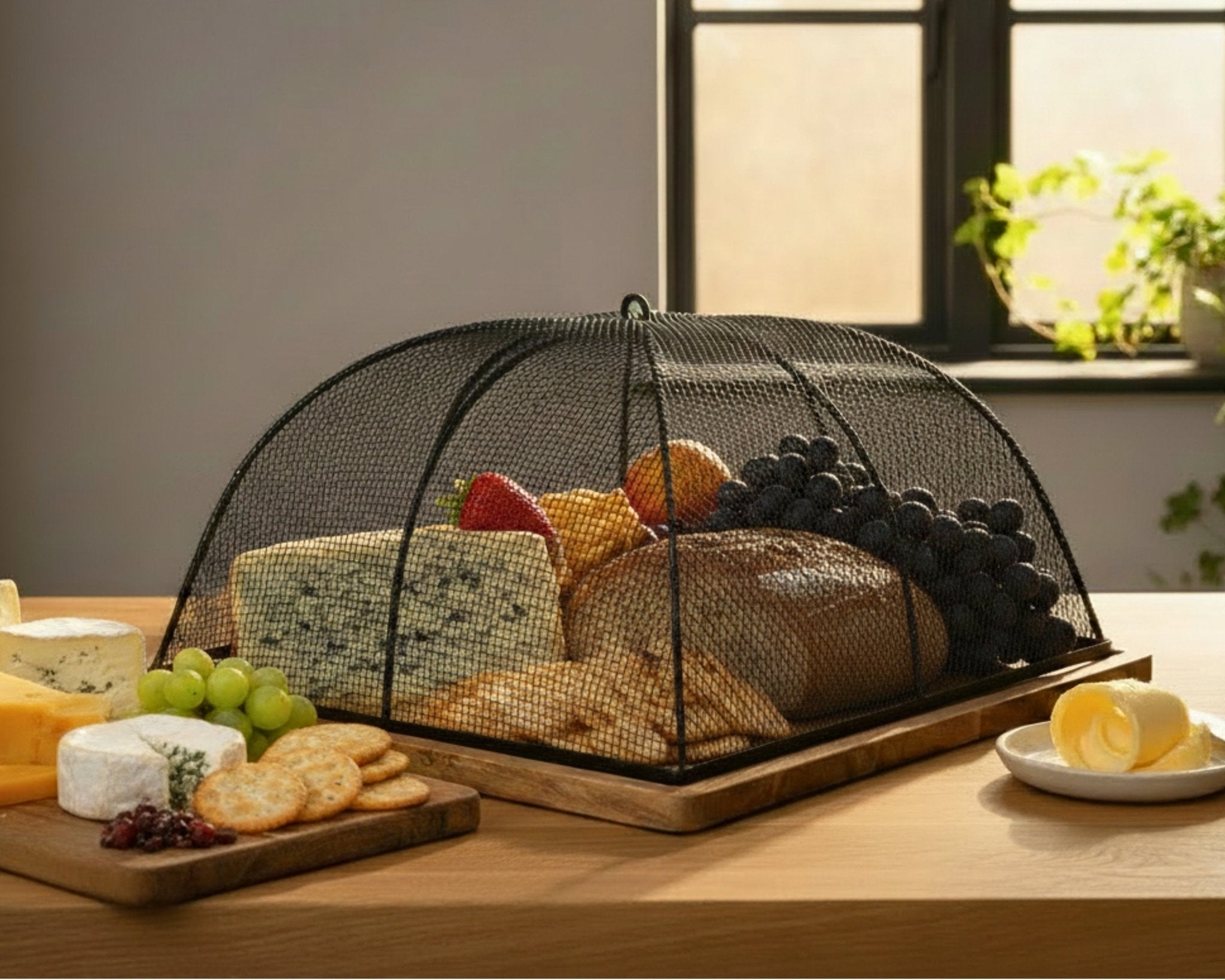 Acacia Wooden Food Cover with Mesh Dome - Mac and Lilly