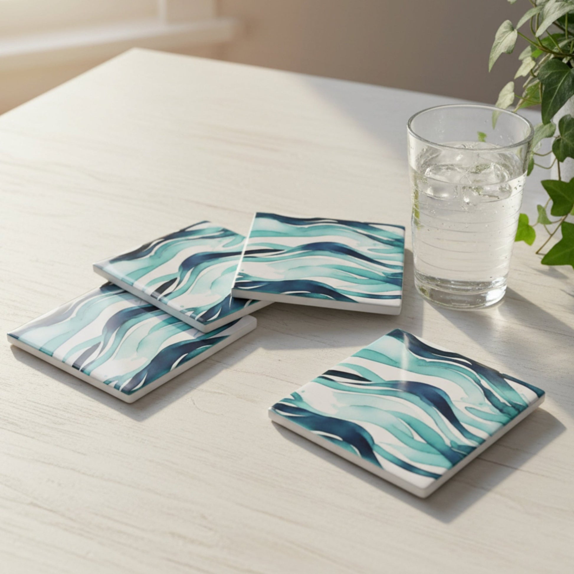 Waves Ceramic Coaster – Set of 4 - Mac and Lilly