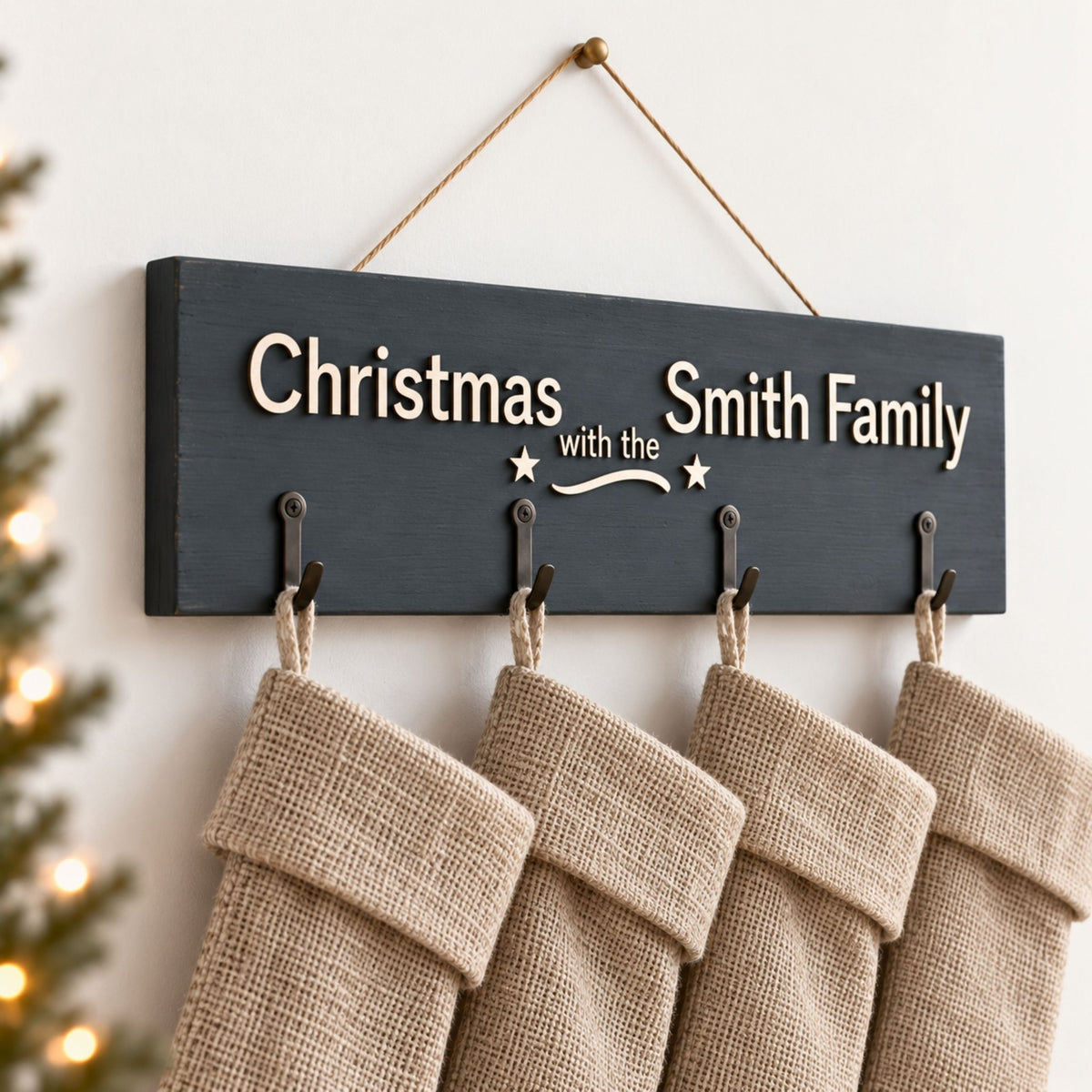 Personalised with Family Name Christmas Stocking Hanger - Mac and Lilly