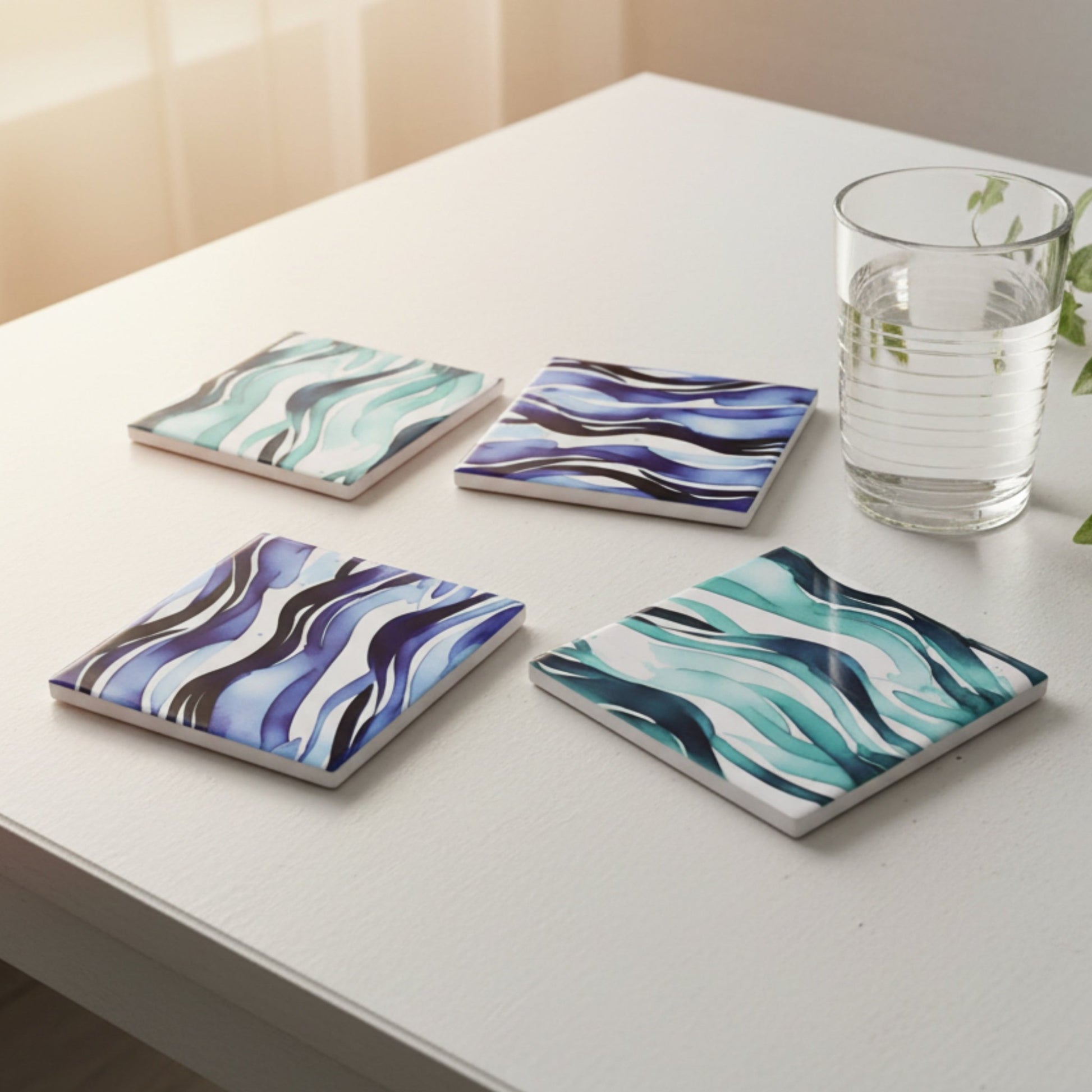 Waves Ceramic Coaster – Set of 4 - Mac and Lilly