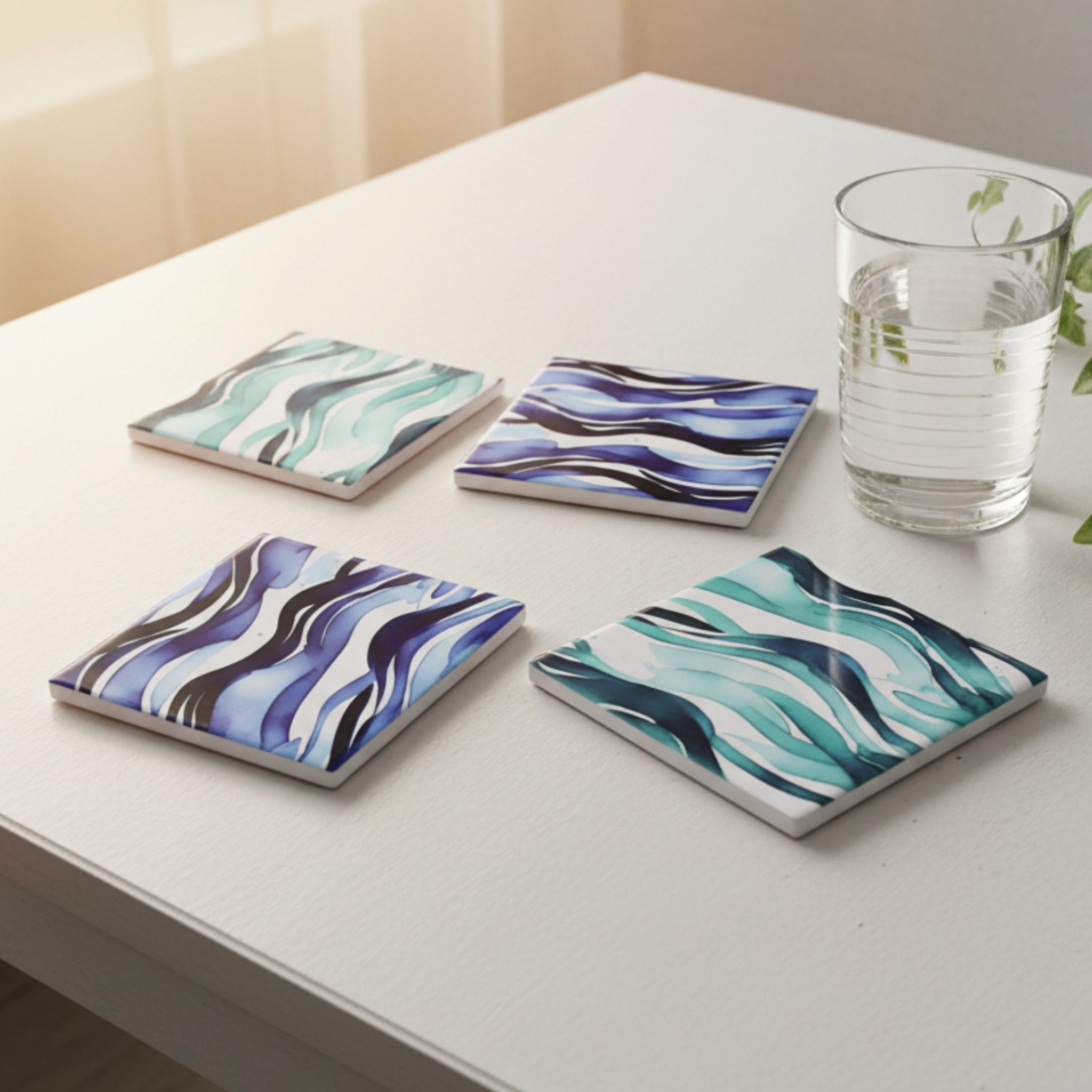 Waves Ceramic Coaster – Set of 4 - Mac and Lilly