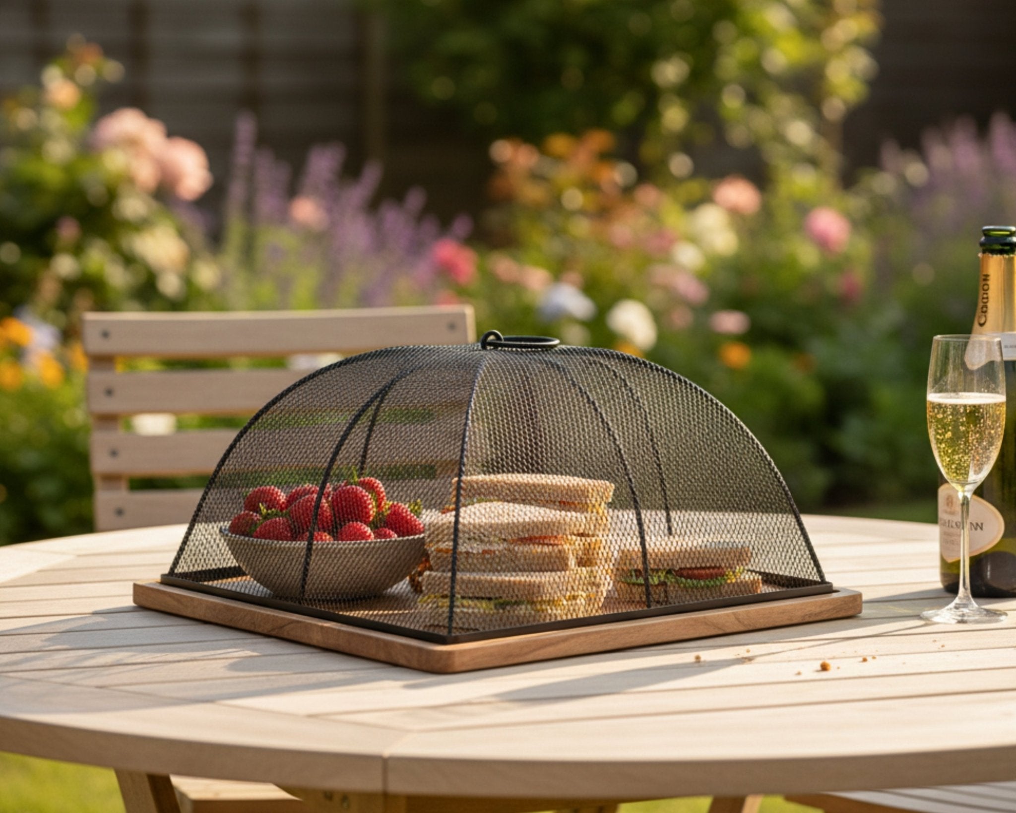 Acacia Wooden Food Cover with Mesh Dome - Mac and Lilly
