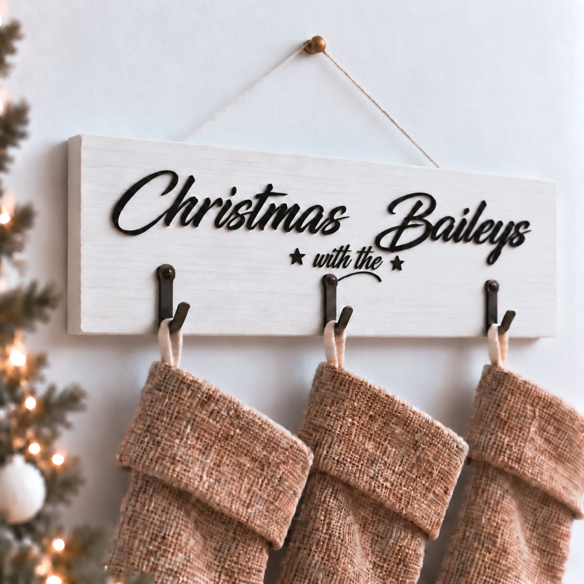 Personalised with Family Name Christmas Stocking Hanger - Mac and Lilly