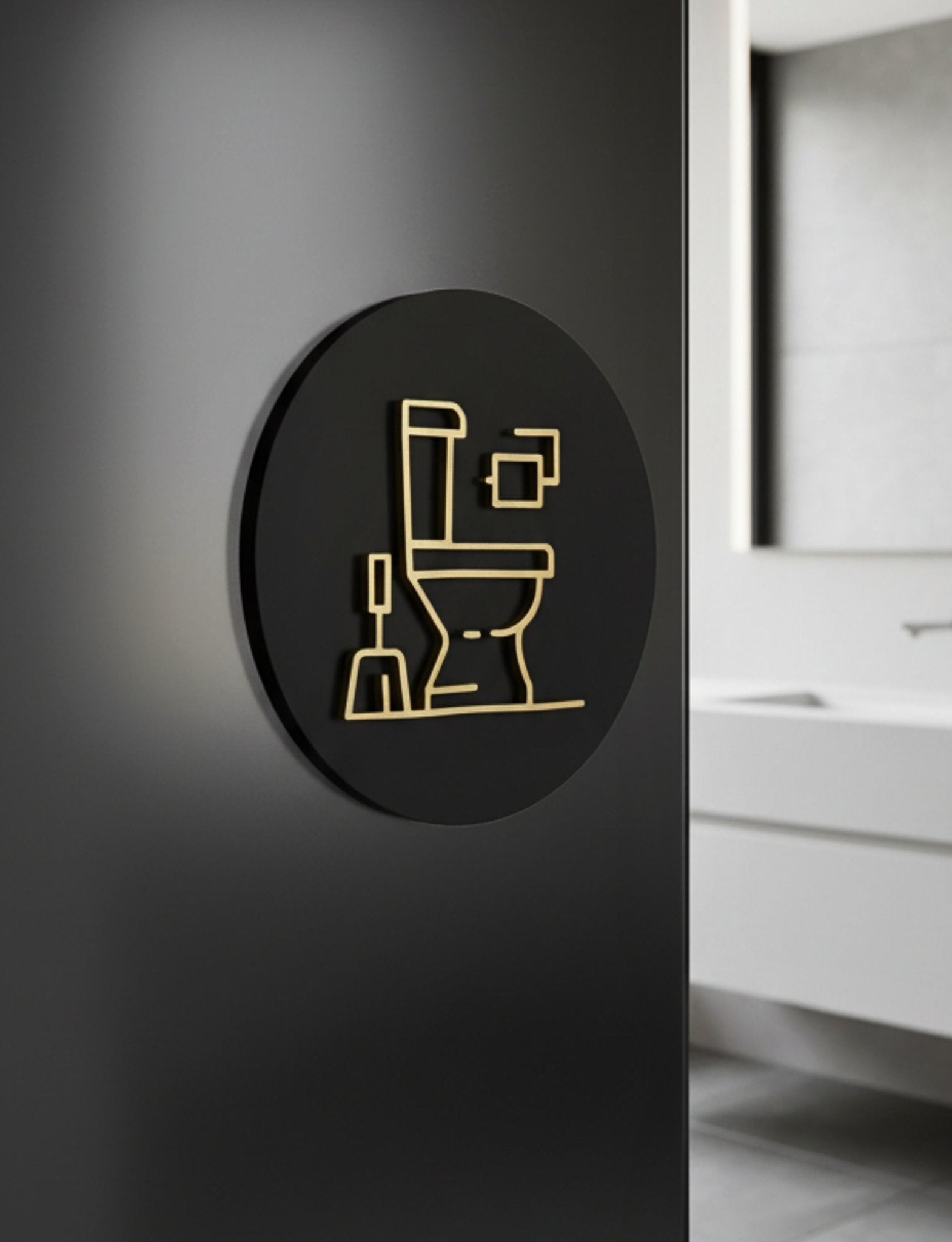 Stylish Toilet Icon Door Plaque – Available in Two Sizes - Mac and Lilly