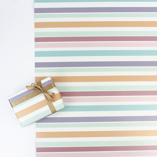 Luxury Pastel Thick Striped Contemporary Gift Wrapping Paper 140 Gsm