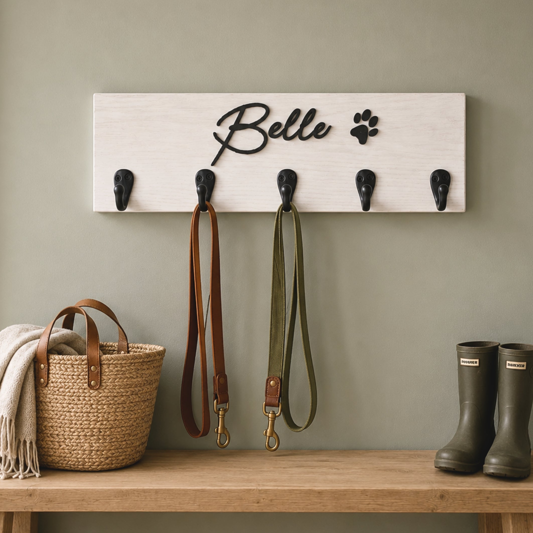 Personalised Dog Name Lead Holder | Raised Lettering