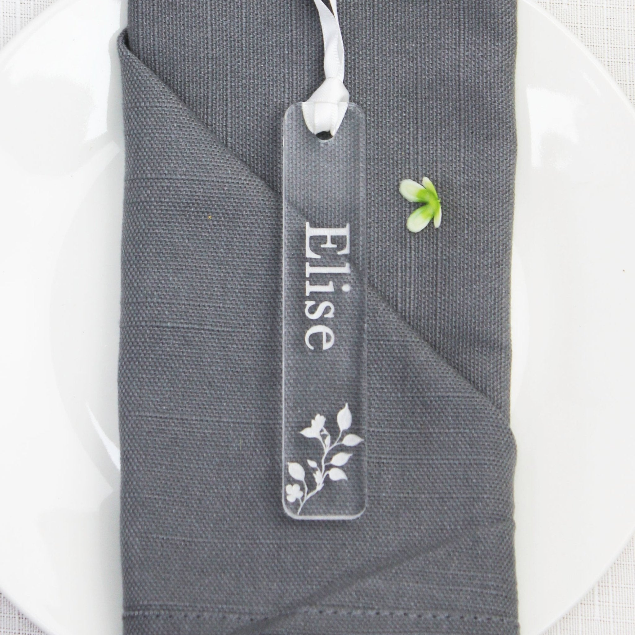 Engraved Clear Acrylic Name Tags – Slender Rectangle – 10cm x 1.5cm - Mac and Lilly