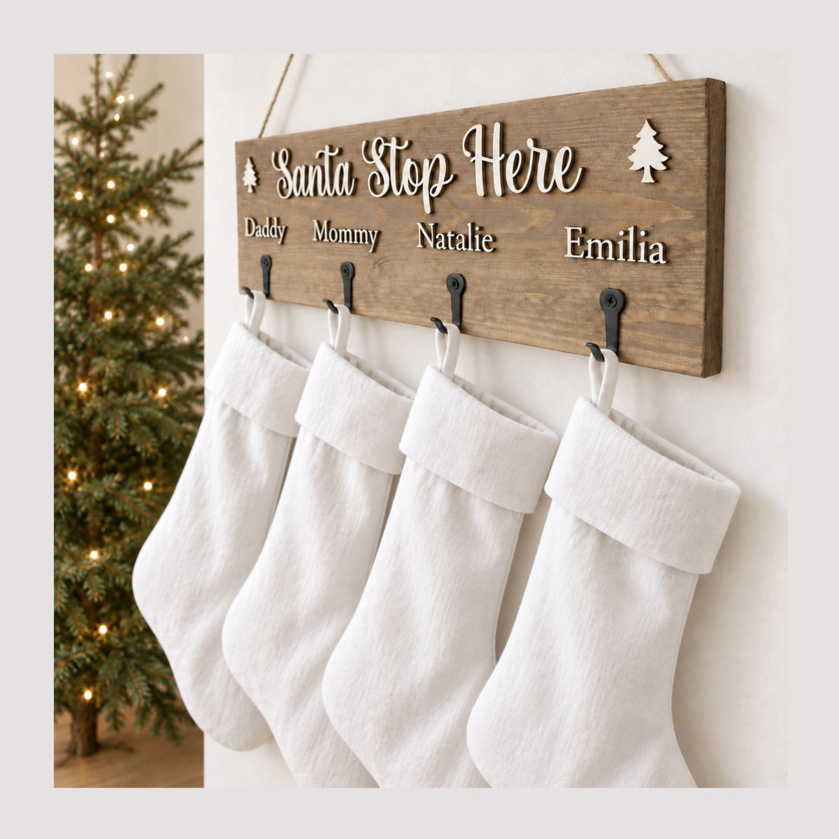 Personalised 'Santa Stop Here' Stocking Hanger | Various Sizes - Mac and Lilly