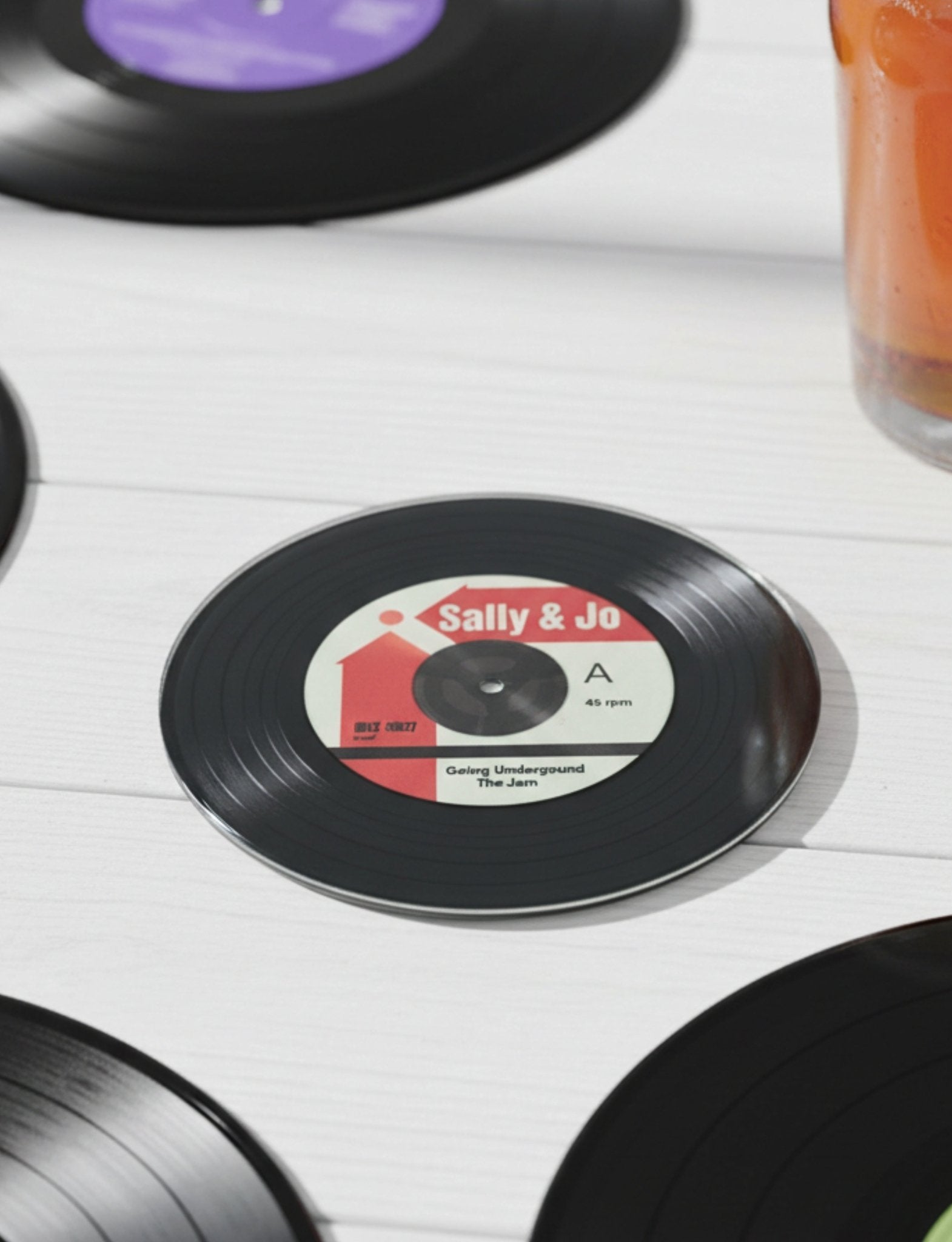 Personalised Vinyl Record Glass Coaster - Mac and Lilly