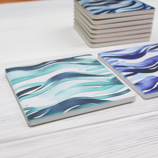 Waves Sea-Inspired Ceramic Coaster