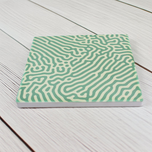 Add a modern vibrant touch to your space with our Abstract Green Pattern Ceramic Coaster Set, this set of four features one striking variation of bold, abstract green patterns, bringing a dynamic and stylish accent to your table.

Available in matte or gloss finish to match your preferred style.

Each coaster is finished with a crisp white, cork-backed base for both elegance and practicality.

Each coaster measures 10cm x 10cm. 