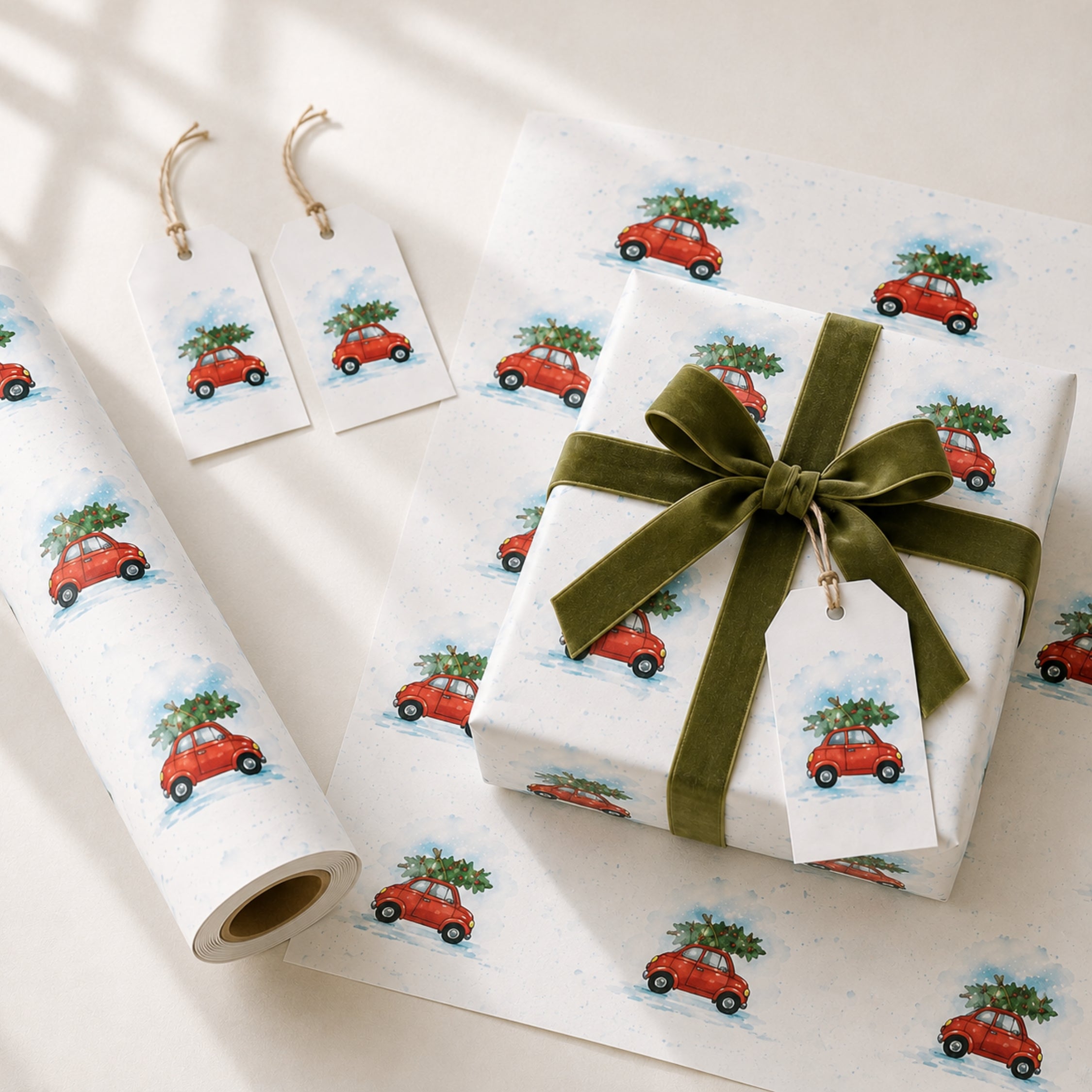 Driving Home for Christmas Car Gift Wrapping Paper