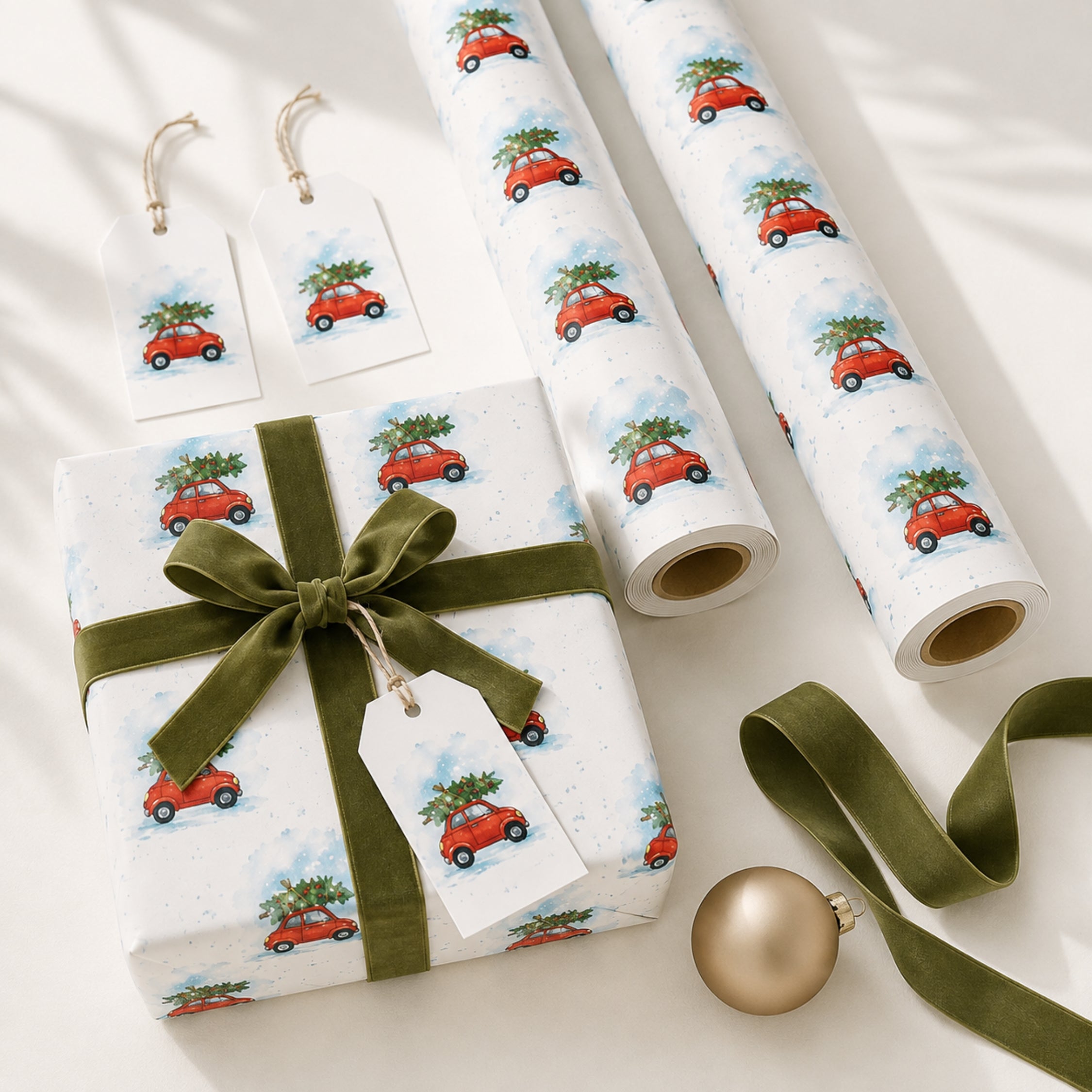 Driving Home for Christmas Car Gift Wrapping Paper