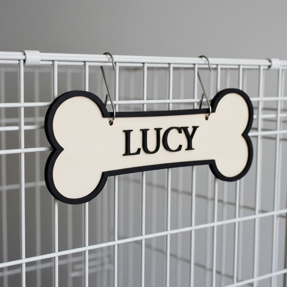 Personalised Dog Name Sign | Bone Shape (Wall or Crate) - Mac and Lilly