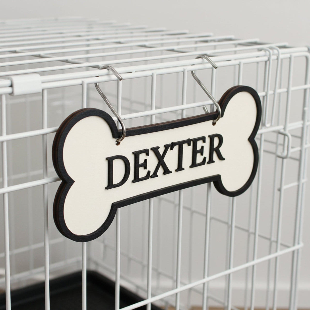 Personalised Dog Name Sign | Bone Shape (Wall or Crate) - Mac and Lilly