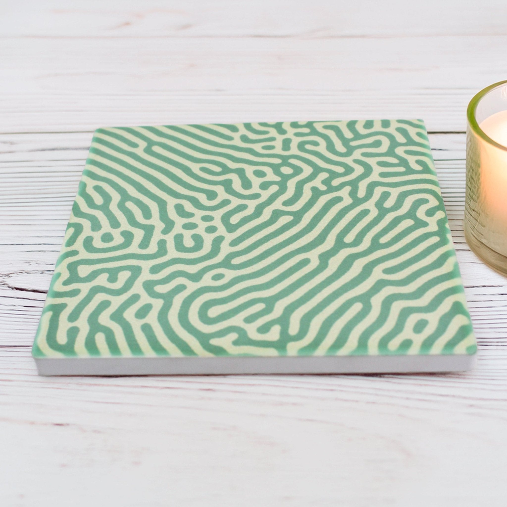 Abstract Green Pattern Ceramic Coaster - Mac and Lilly