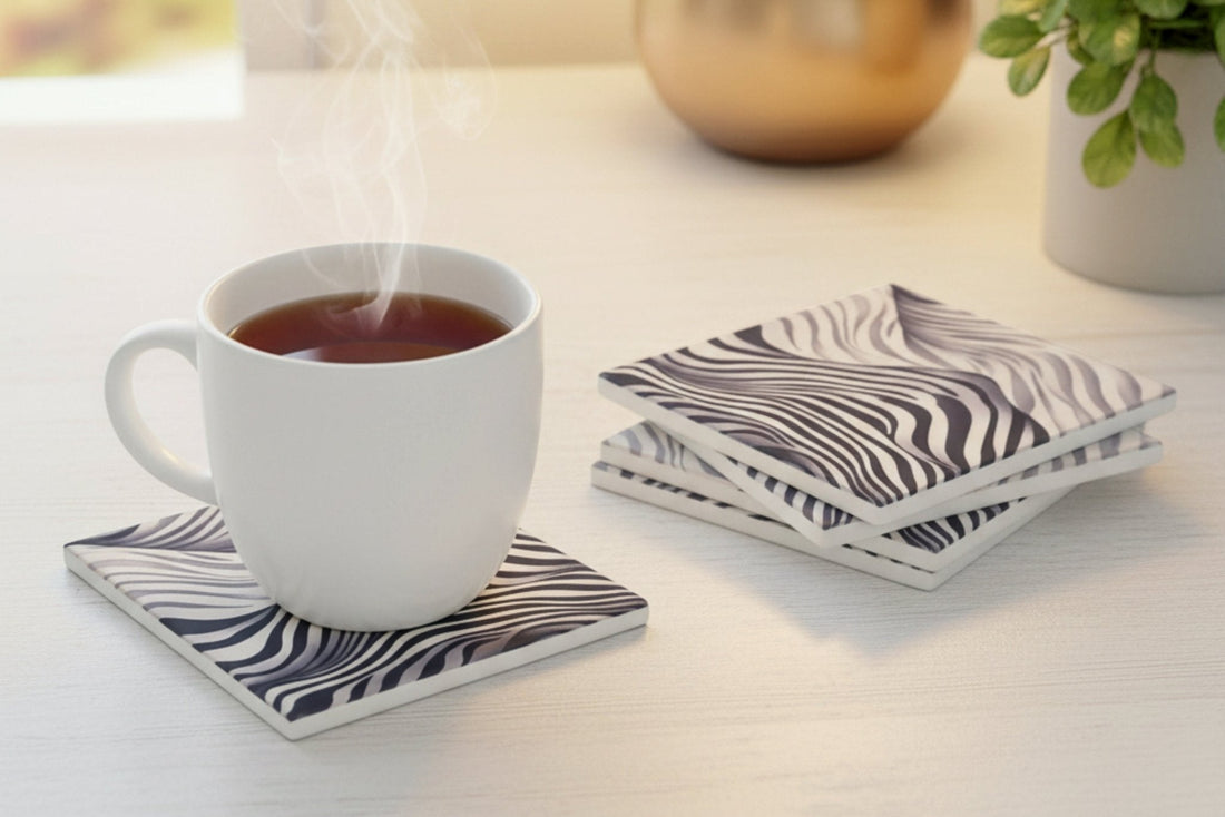 Funky Zebra Pattern Ceramic Coaster – Set of 4 - Mac and Lilly