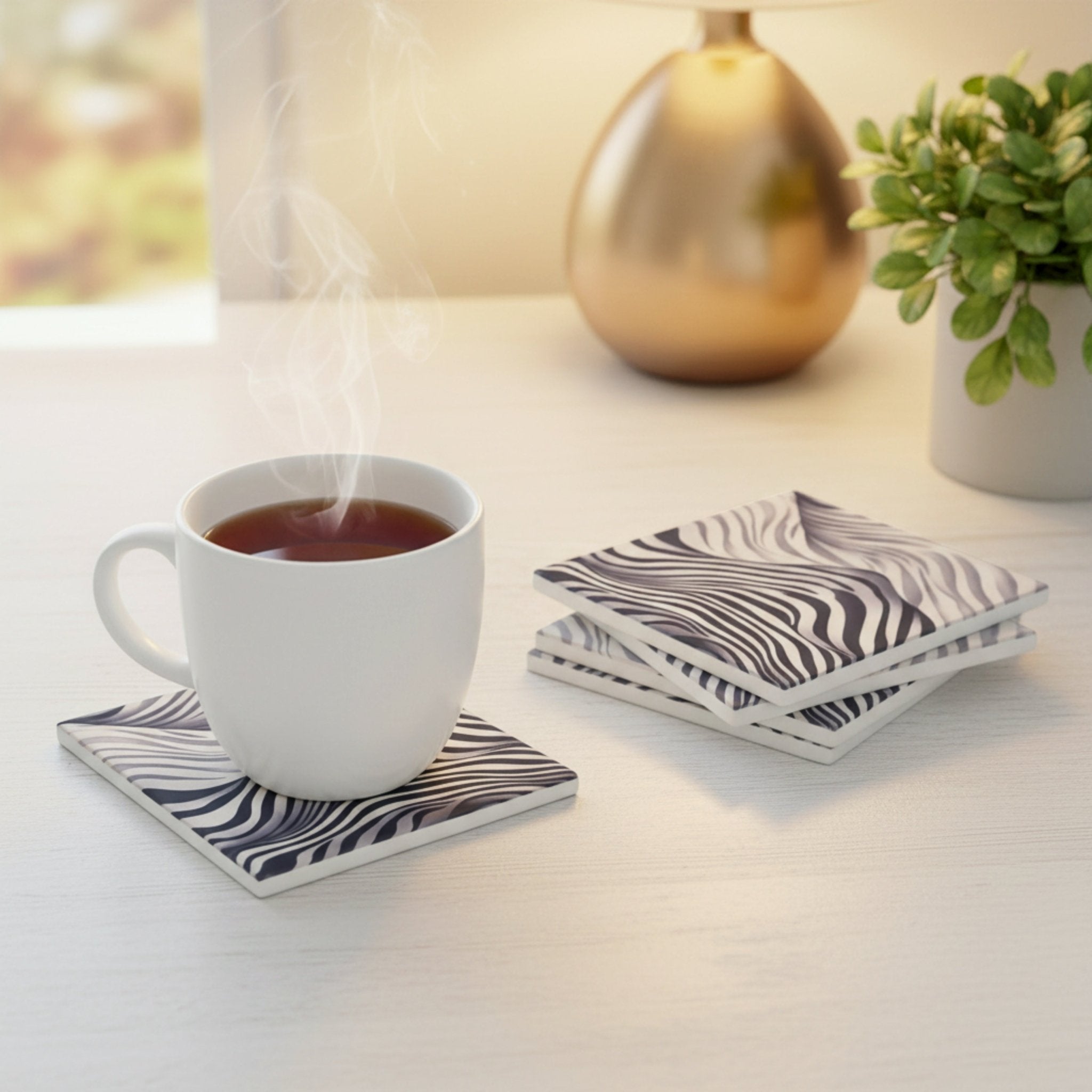 Funky Zebra Pattern Ceramic Coaster – Set of 4 - Mac and Lilly