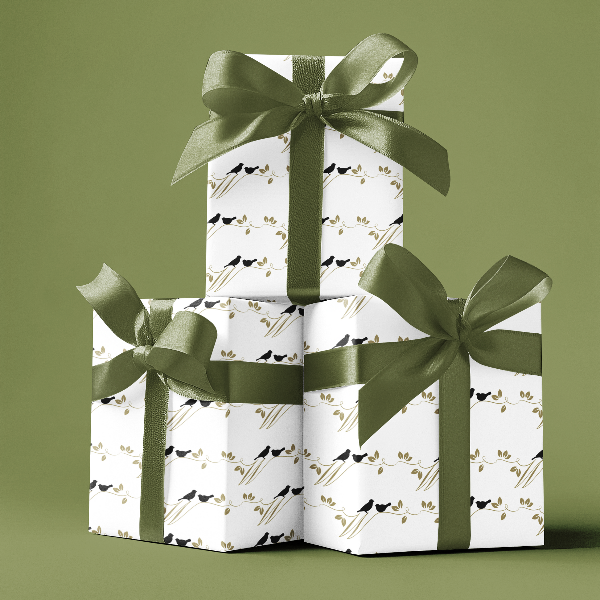 gift wrapping paper with elegant black bird on a branch perfect for couples