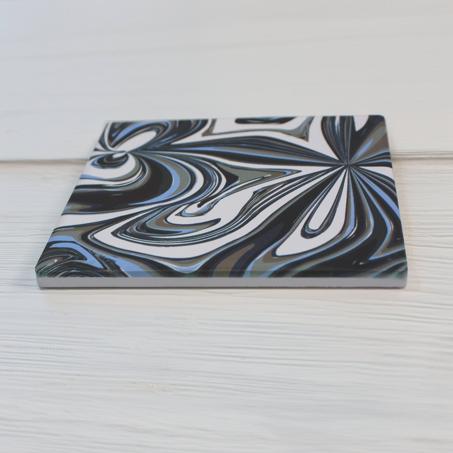 Moody Purple & Black Swirl Ceramic Coaster