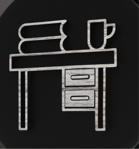 Office Desk with Files and Coffee Cup Door Plaque – Available in Two Sizes - Mac and Lilly