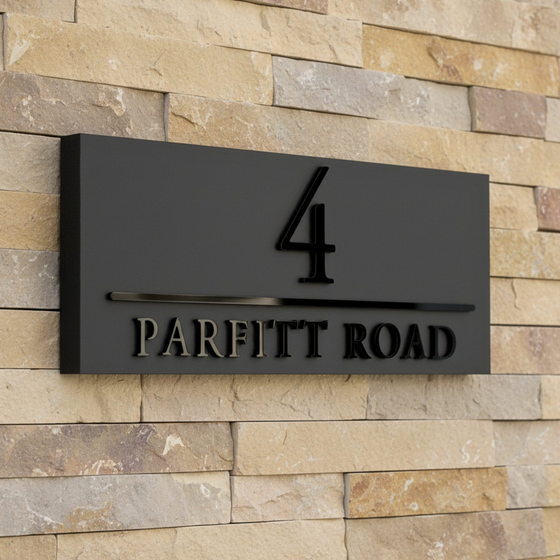 Raised Letter House Sign with Parallel Line | Mac & Lilly UK - Mac and Lilly