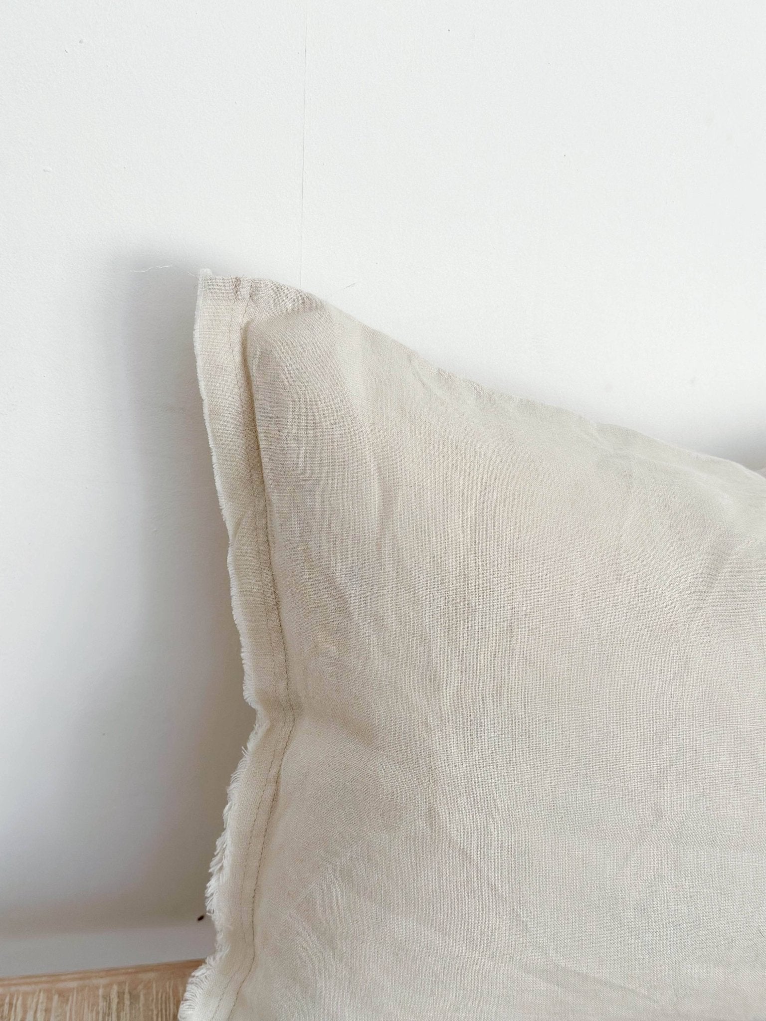 Stone Linen Cushion Cover, Frayed Edge (50 x 30cm) - Mac and Lilly