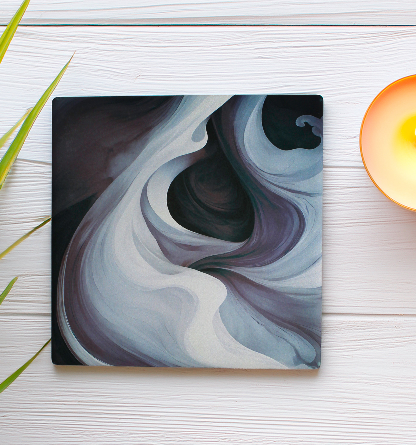 Moody Purple & Black Swirl Ceramic Coaster