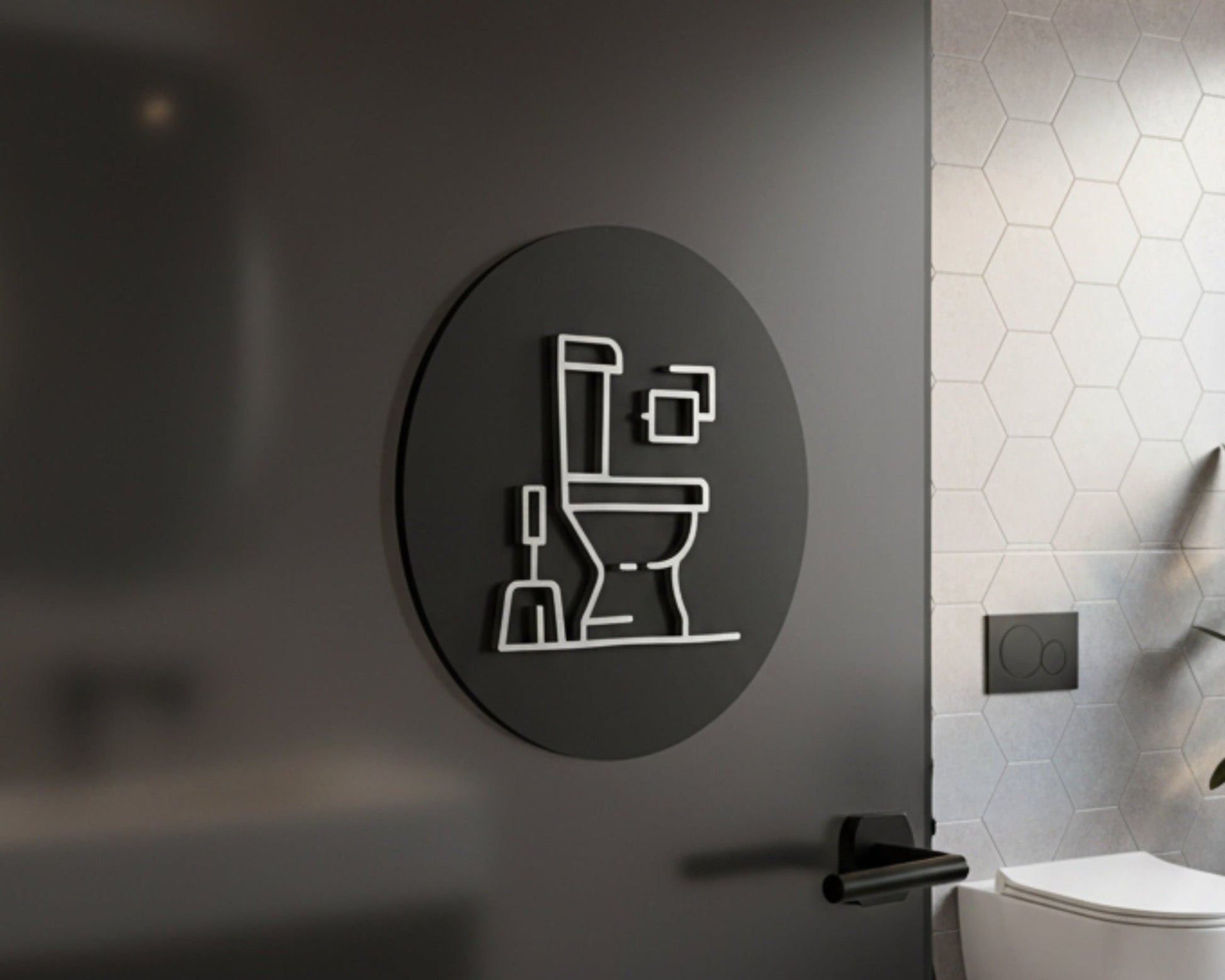 Stylish Toilet Icon Door Plaque – Available in Two Sizes - Mac and Lilly