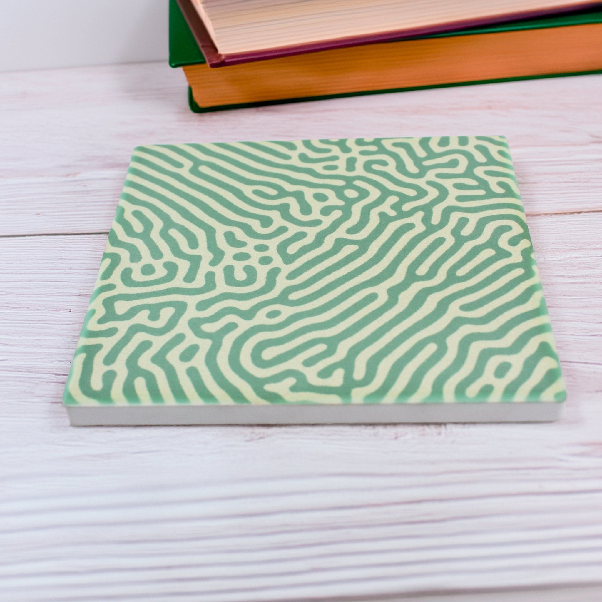 Abstract Green Pattern Ceramic Coaster - Mac and Lilly