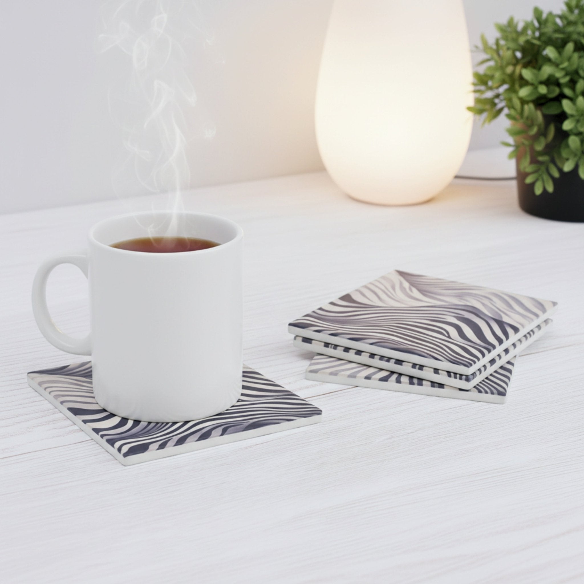 Funky Zebra Pattern Ceramic Coaster – Set of 4 - Mac and Lilly