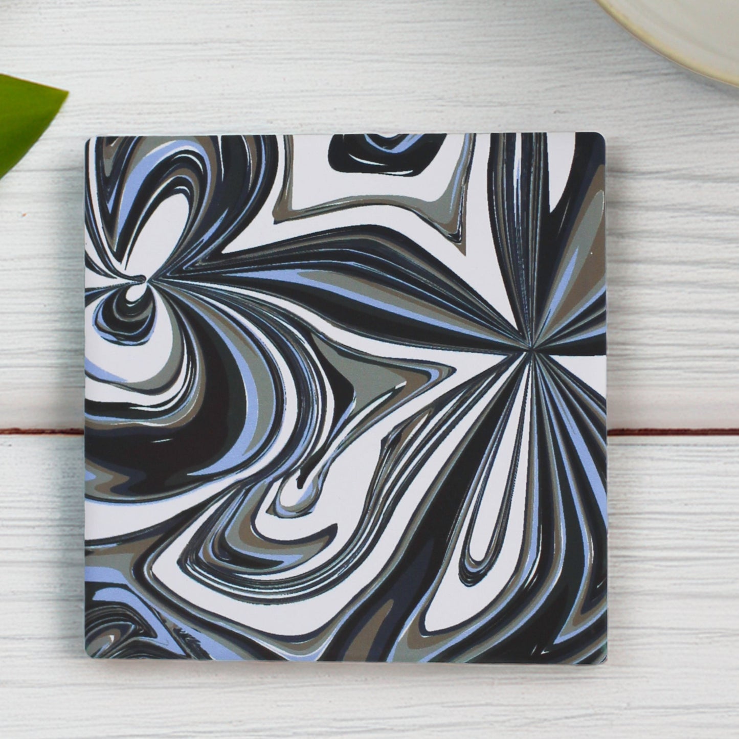 Moody Purple & Black Swirl Ceramic Coaster