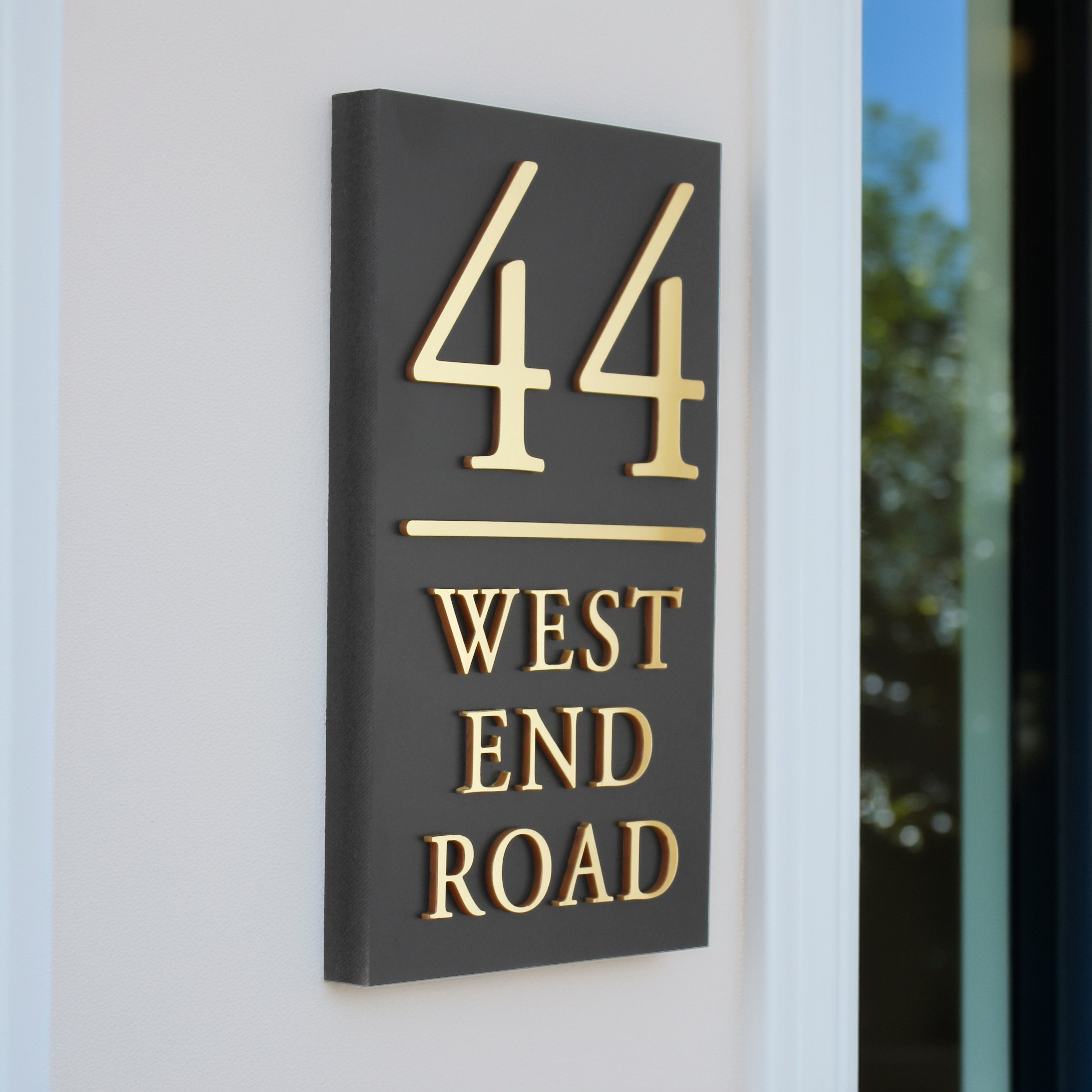 Slim Portrait House Sign with Parallel  Line