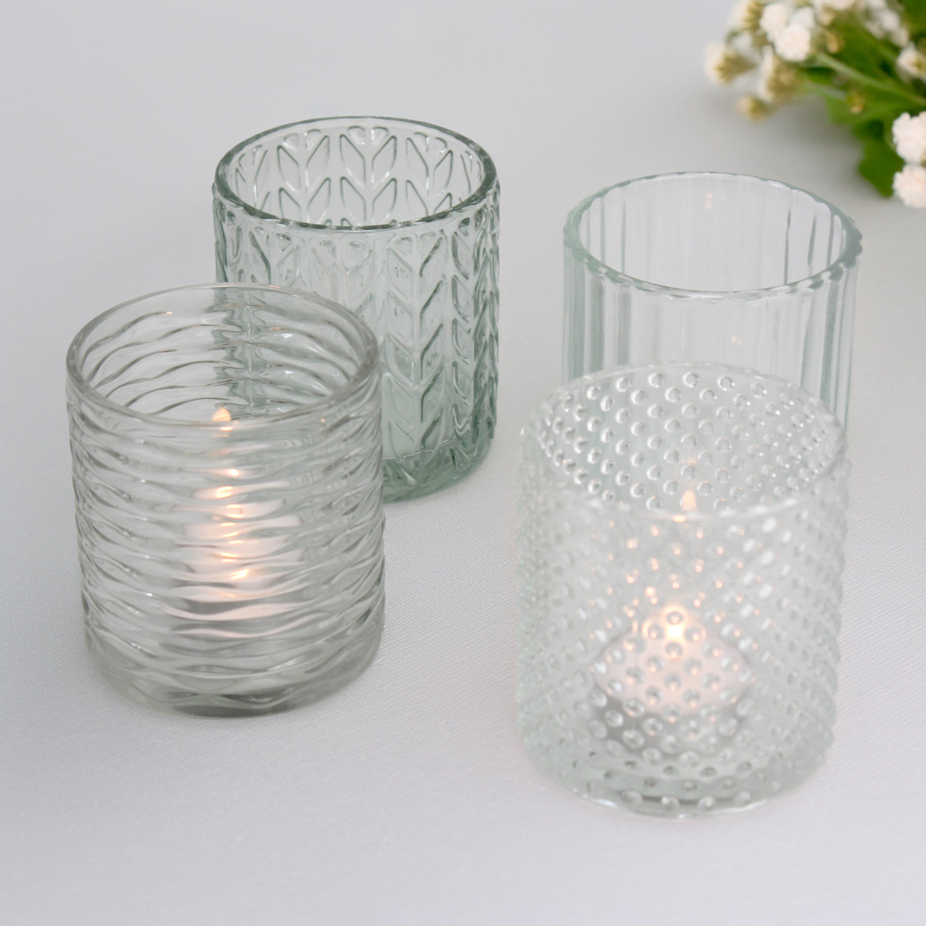 Glass Tea light Holder, Set of 4