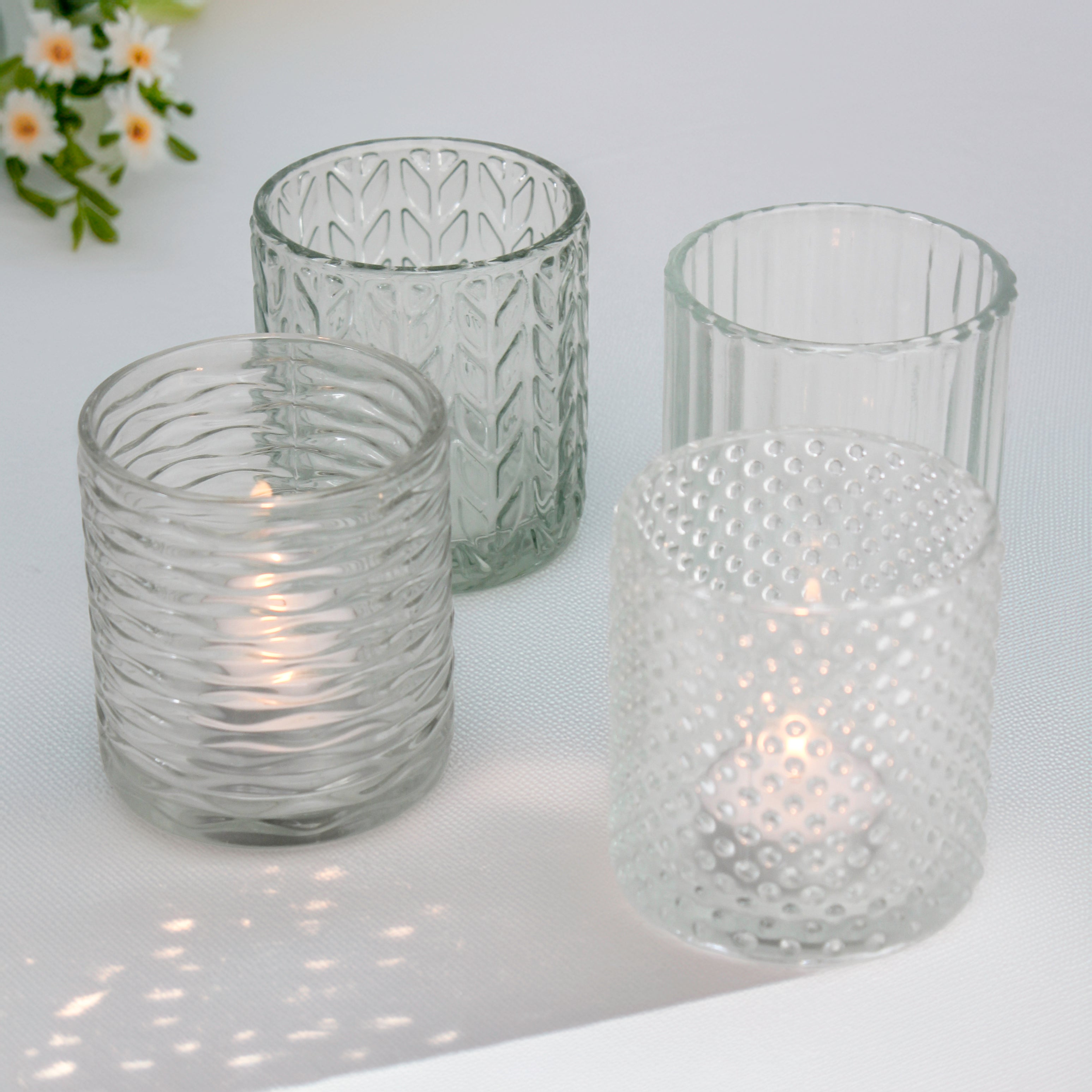 Glass Tea light Holder, Set of 4