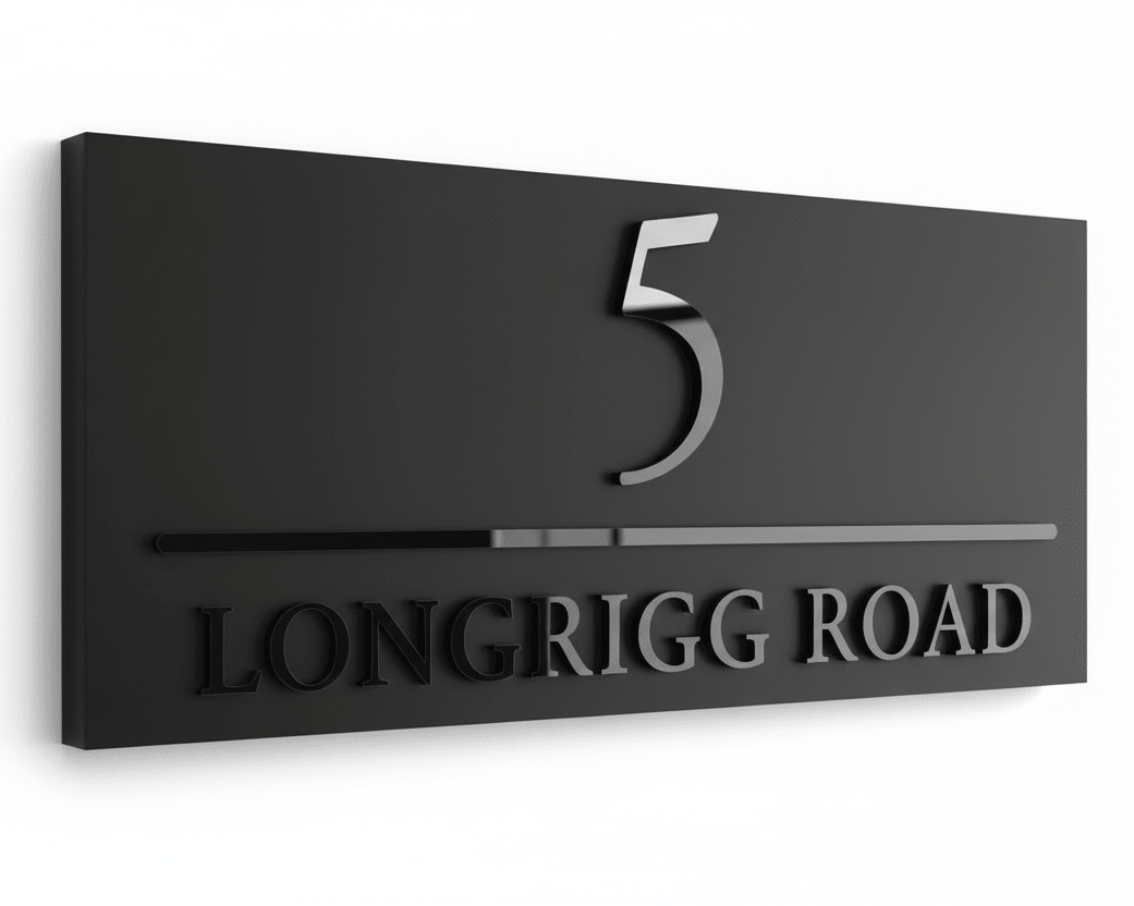 Raised Design Sign - Parallel Line - gloss black raised text