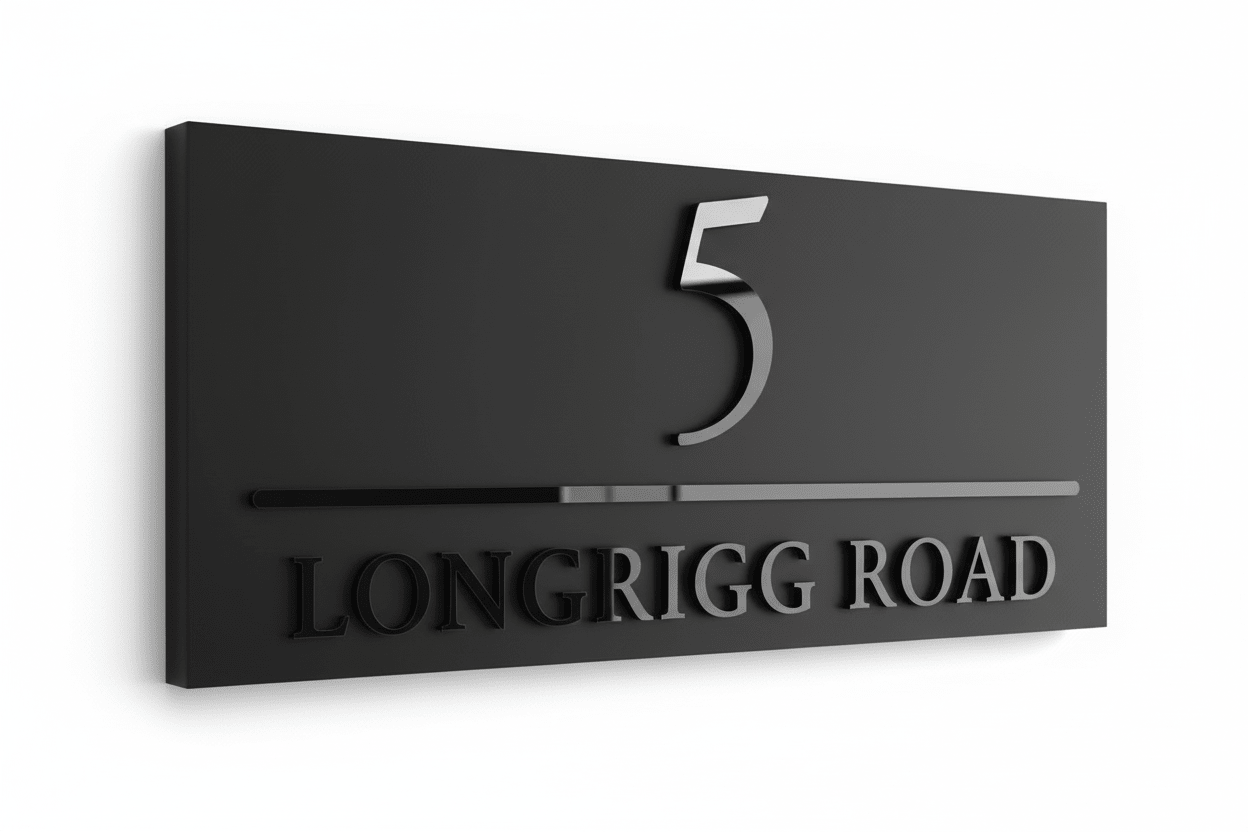 5 Longrigg Road sign with correct 5 style