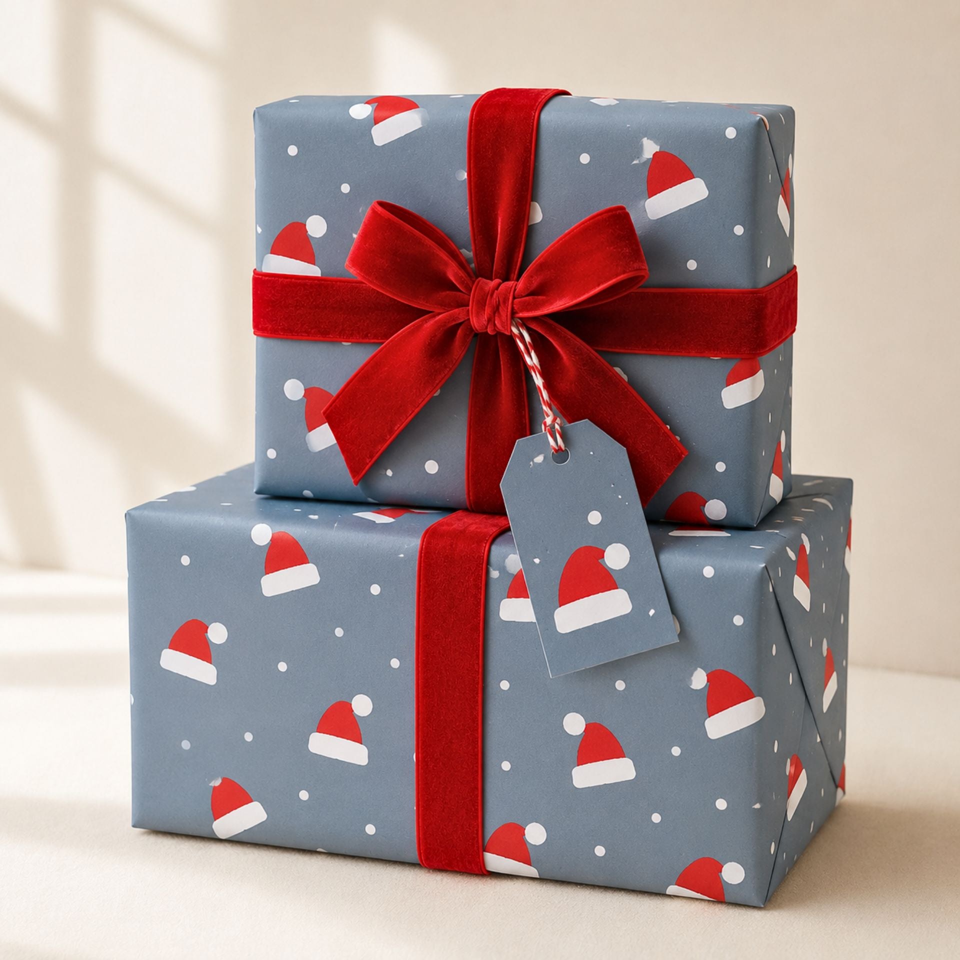 Santa Hat Snowflake Gift Wrap - Mac and Lilly