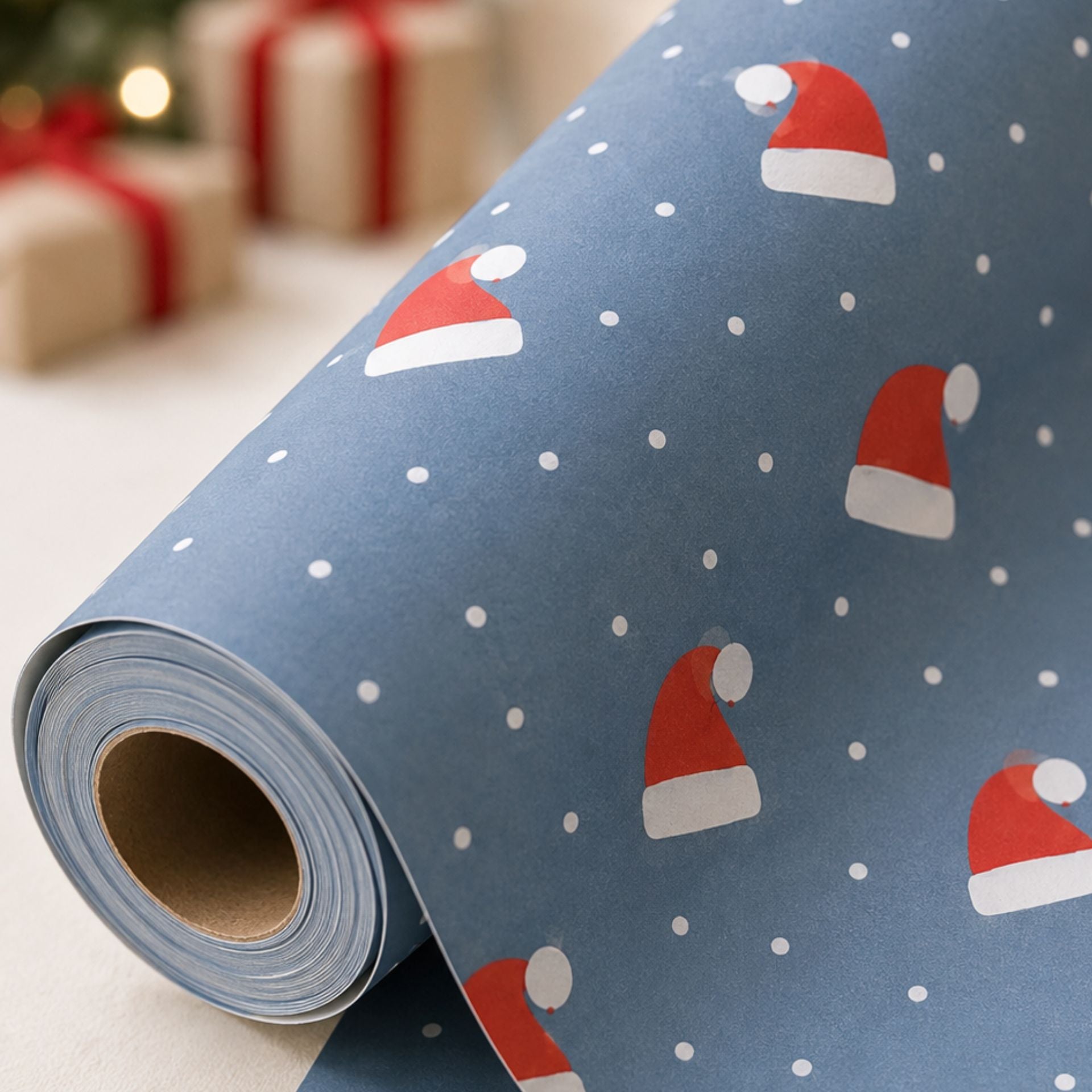 Santa Hat Snowflake Gift Wrap - Mac and Lilly