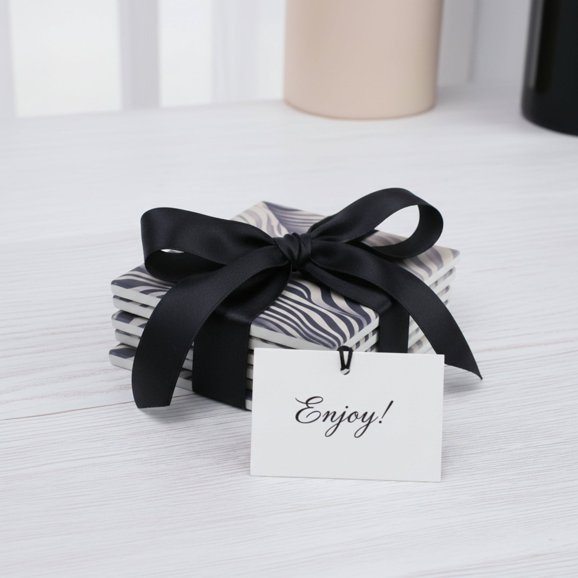 Funky Zebra Pattern Ceramic Coaster – Set of 4 - Mac and Lilly