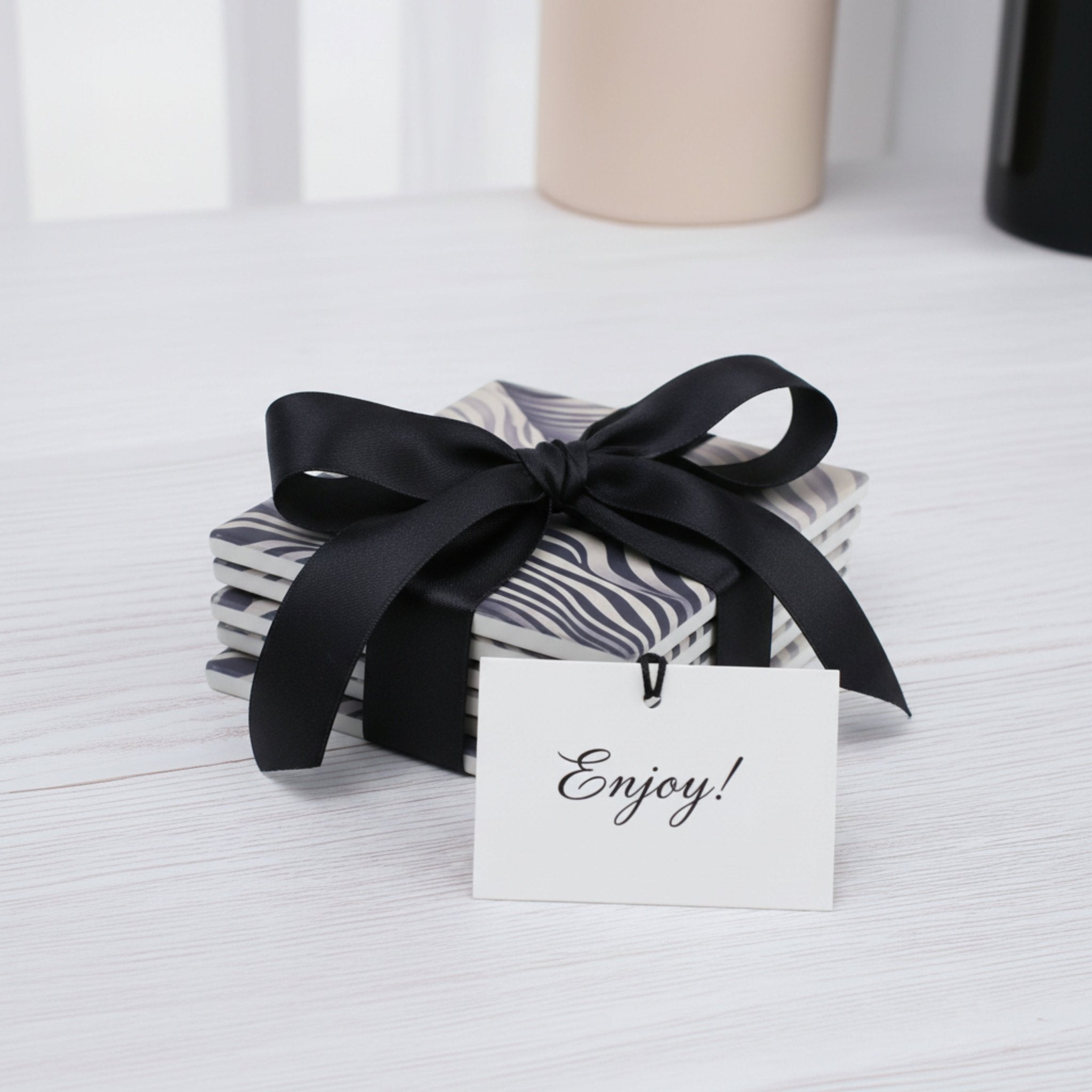 Funky Zebra Pattern Ceramic Coaster – Set of 4 - Mac and Lilly