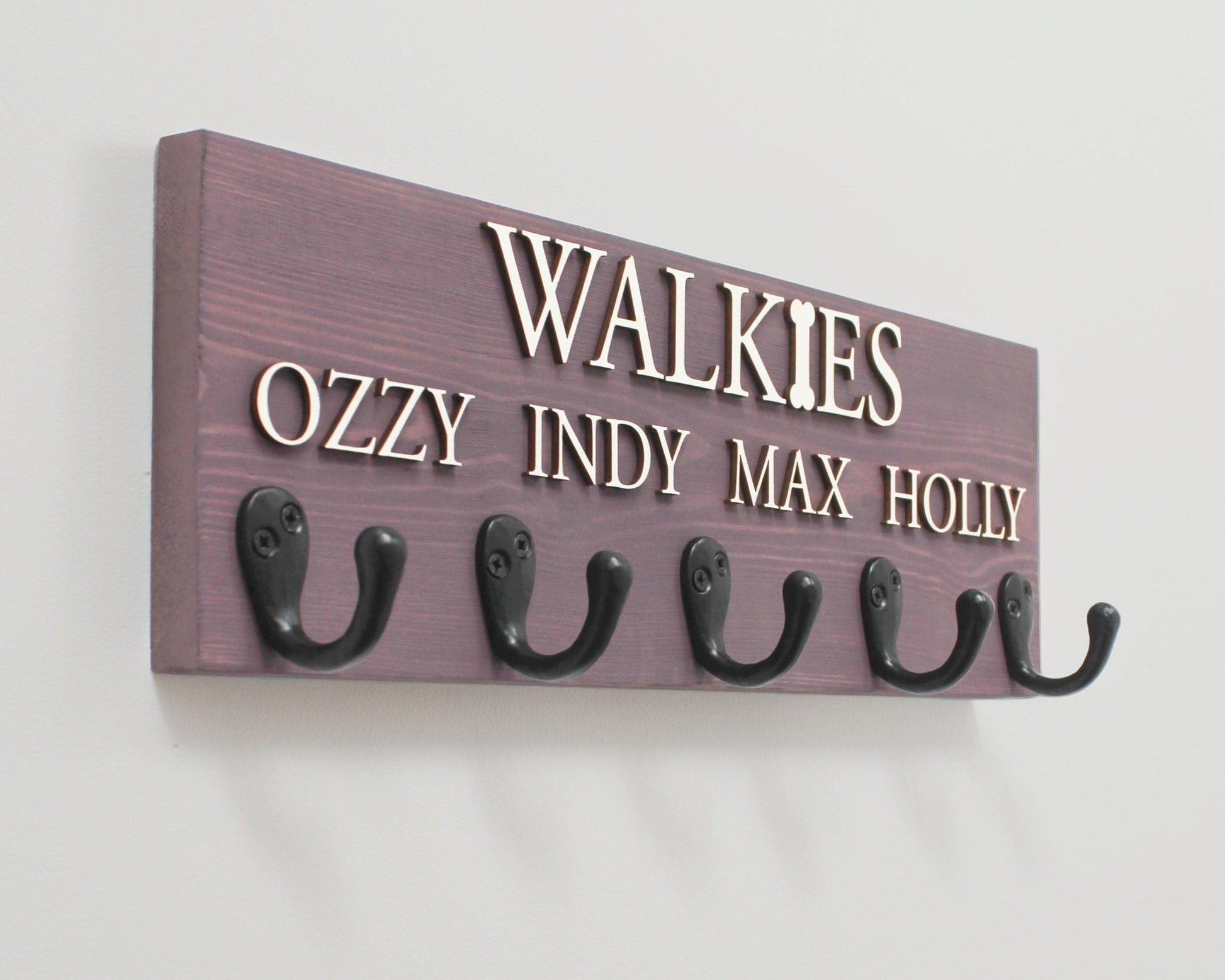 Personalised Dog Lead Hook | Solid Wood | Curated Painted Collection - Mac and Lilly
