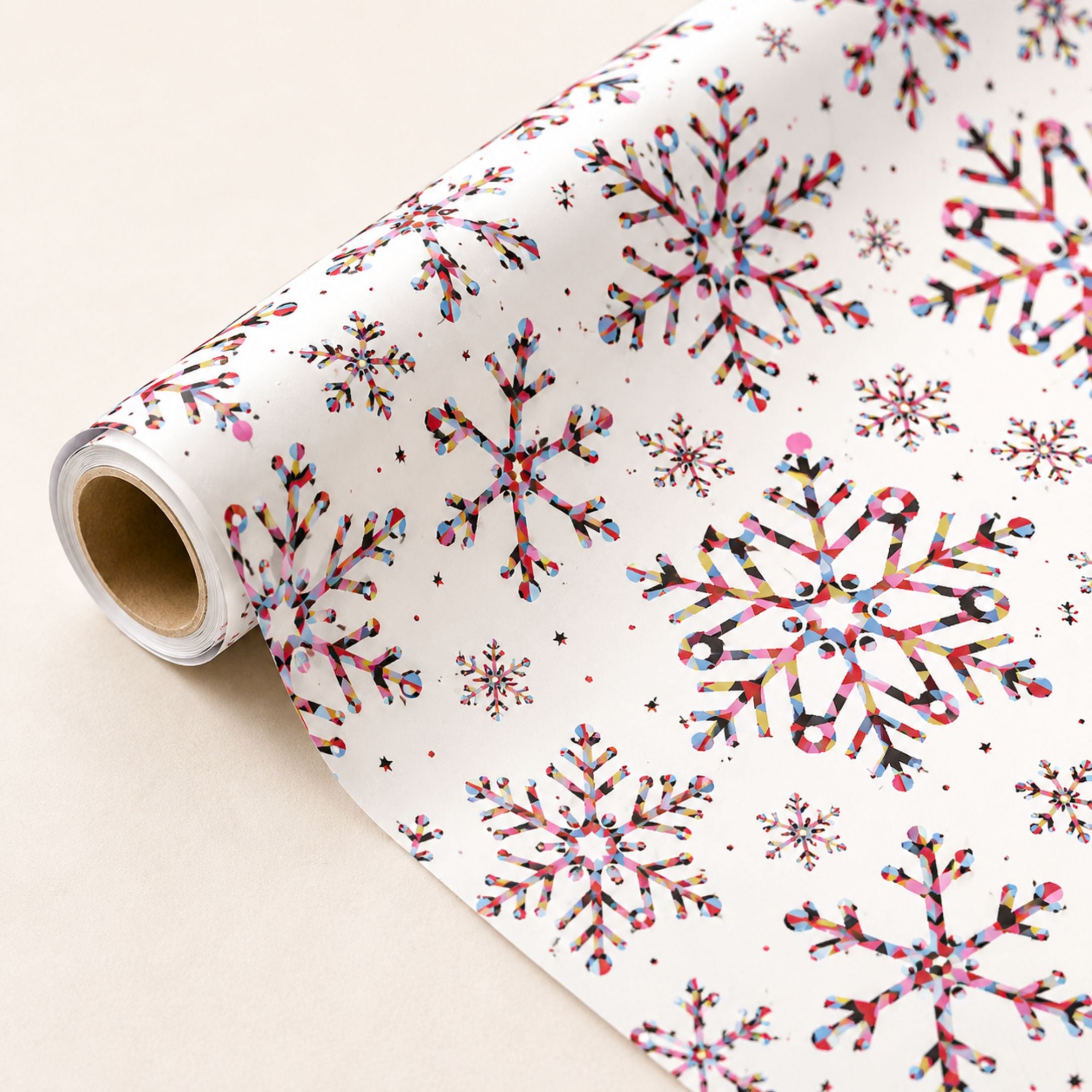 Vibrant Multi-Coloured Snowflake Christmas Gift Wrap Set - Mac and Lilly