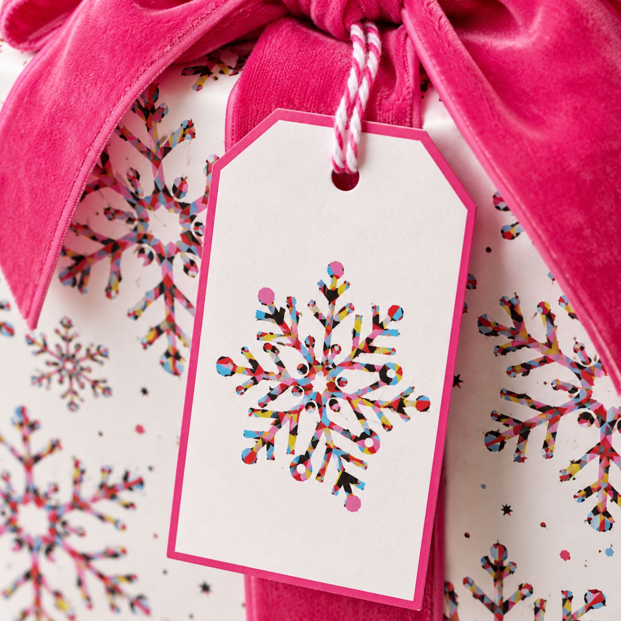 Vibrant Multi-Coloured Snowflake Christmas Gift Wrap Set - Mac and Lilly