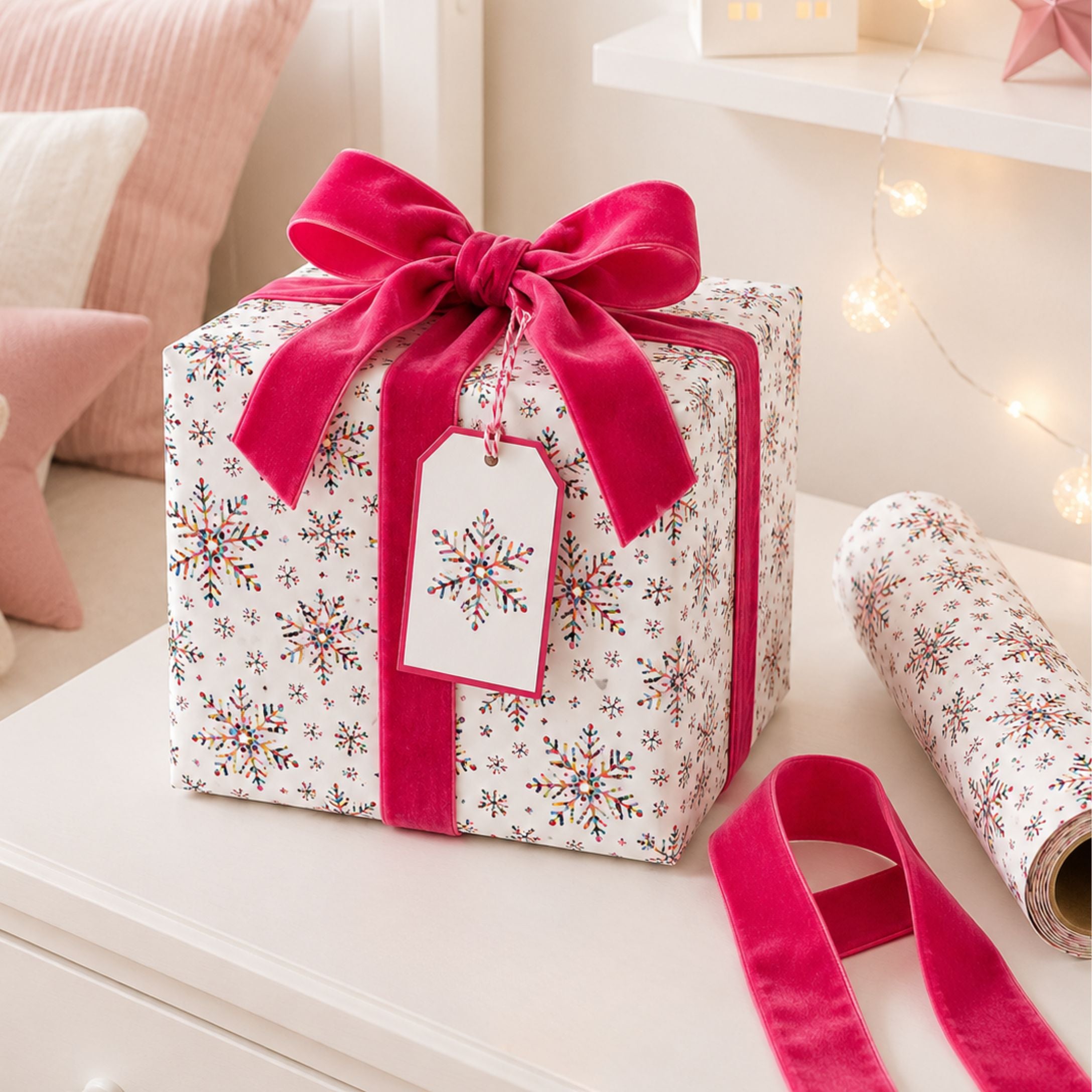 Vibrant Multi-Coloured Snowflake Christmas Gift Wrap Set - Mac and Lilly