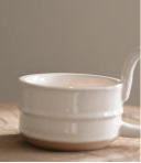 Stoneware Candle Cup with Handle in Milky White