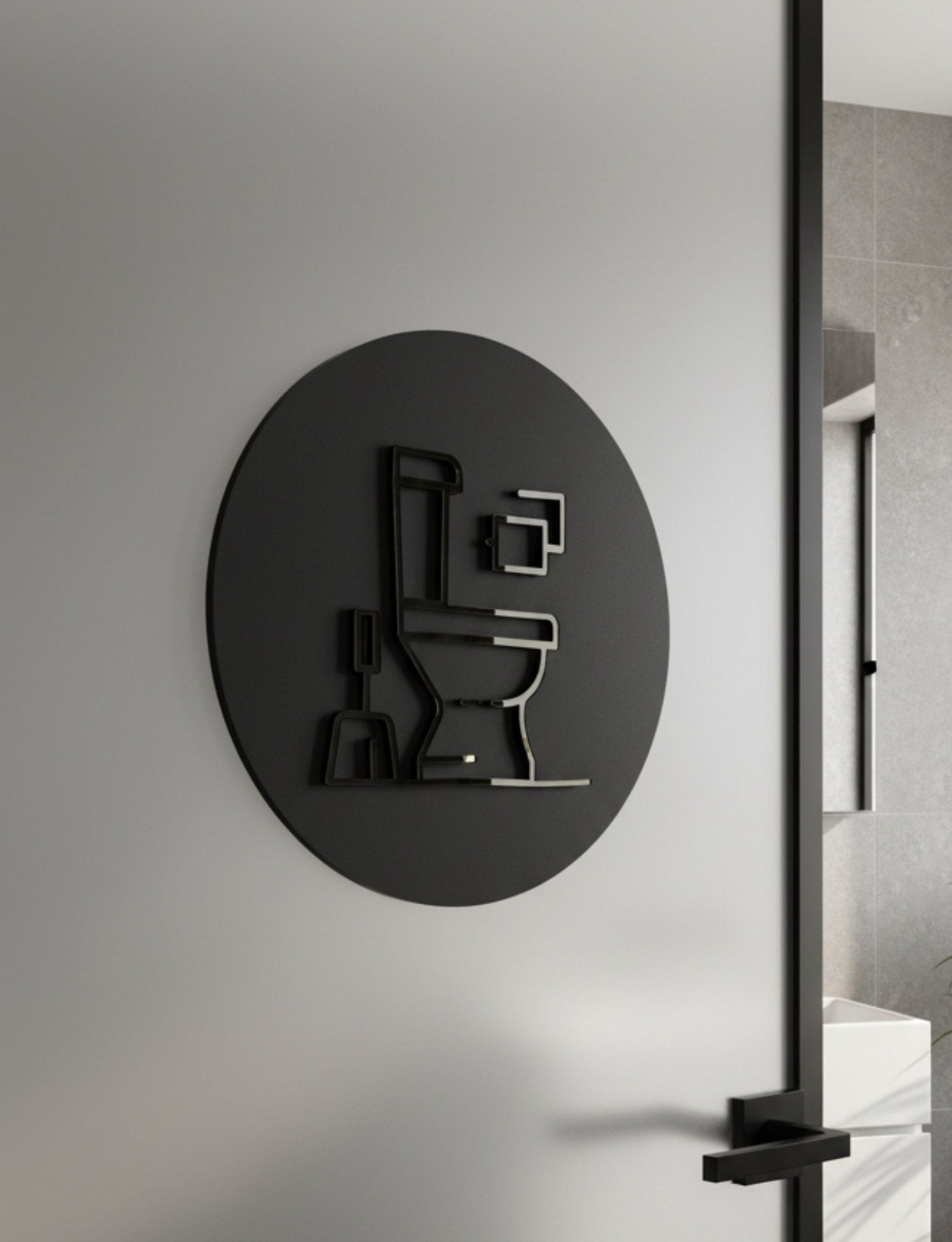 Stylish Toilet Icon Door Plaque – Available in Two Sizes - Mac and Lilly