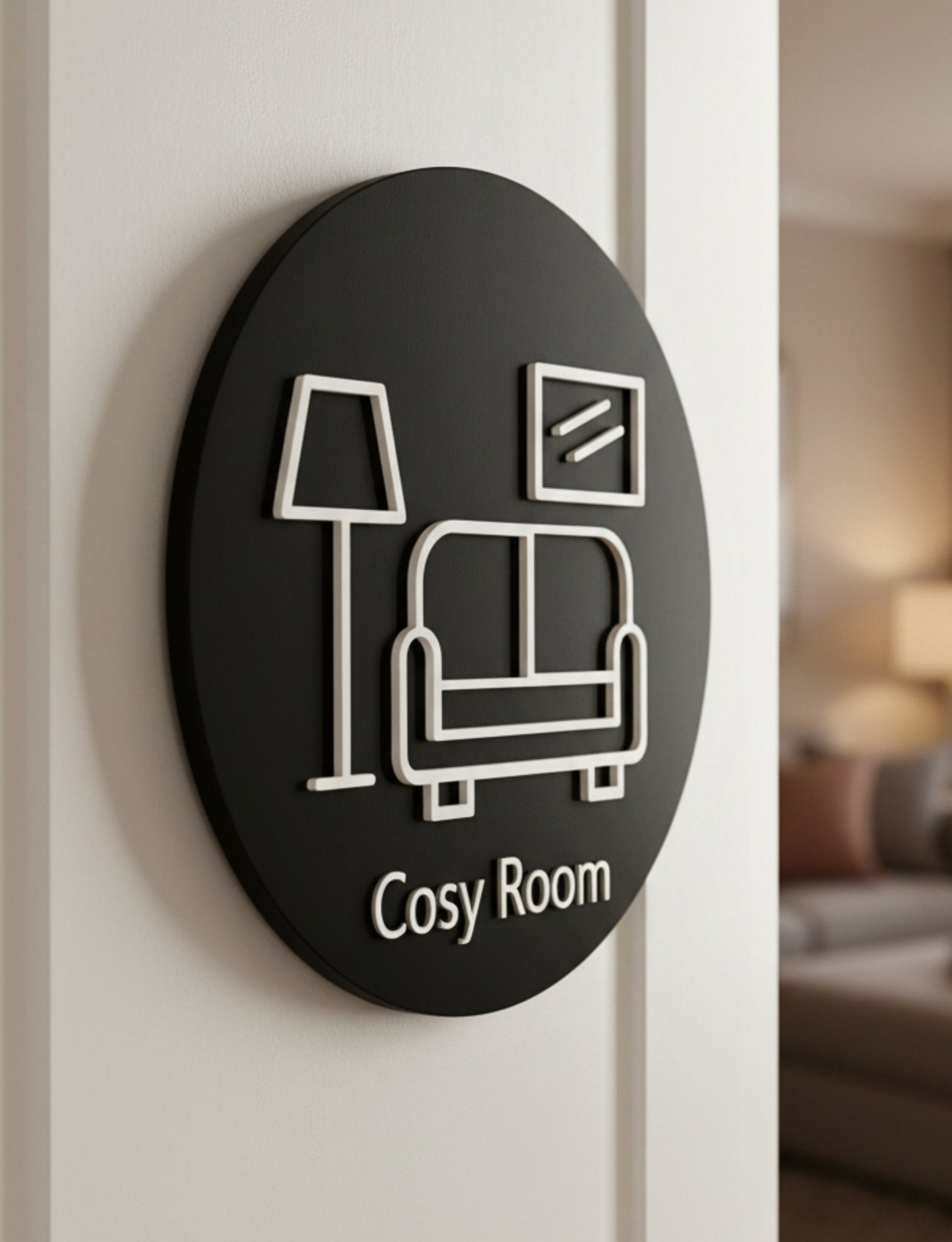 Cosy Living Room, Door Plaque - Available in Two Sizes - Mac and Lilly