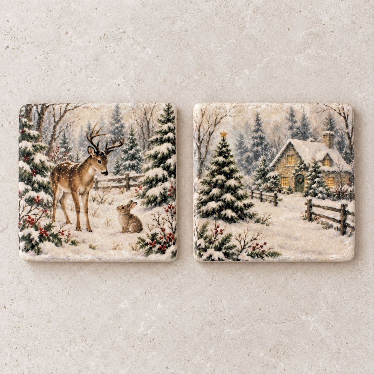 Christmas Marble Coasters | Mix & Match Winter Designs
