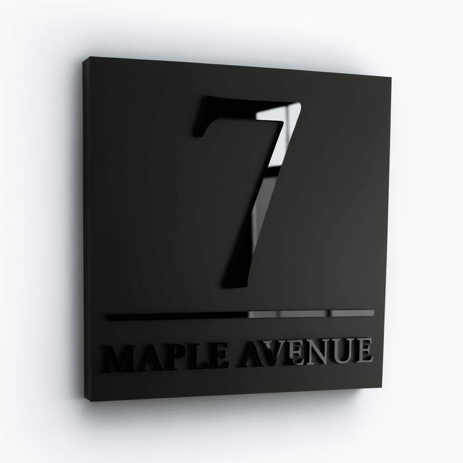 Square Handcrafted House Sign with Raised Design - Dividing Line | Premium Address Plaque | Weatherproof - Mac and Lilly
